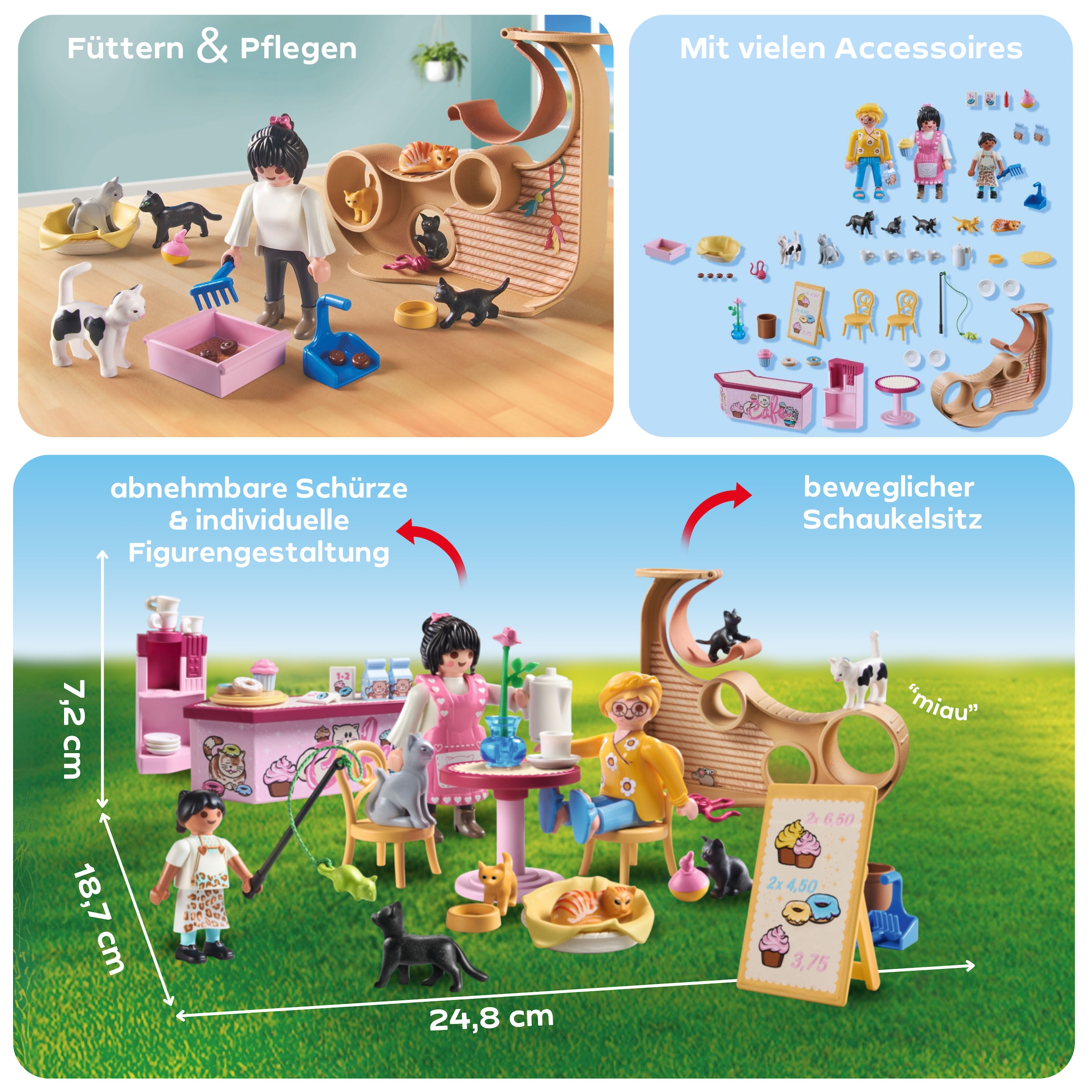 Playmobil® Konstruktions-Spielset »Katzencafe (71744), Playmobil My Life«, (72 St.), Made in Europe