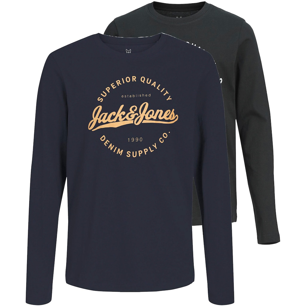 Jack & Jones Junior Langarmshirt »JJSTANLI TEE LS CREW NECK 2PK MP JNR«, (Packung, 2er-Pack)