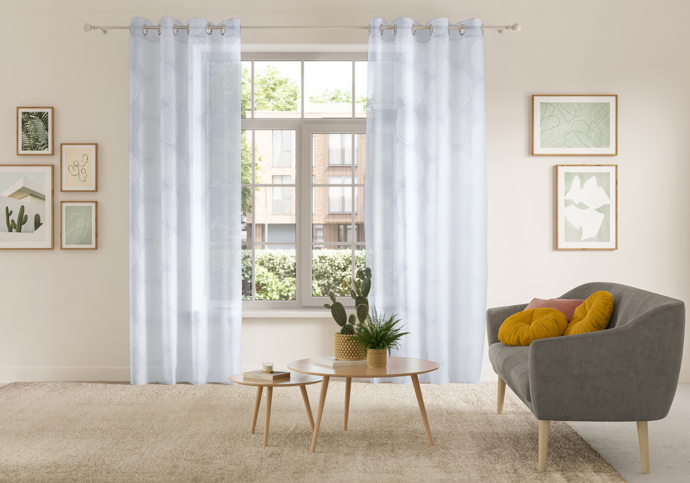 my home Gardine »BELEM« Ösen 1 Stk. tlg. 1 Schal, Polyester, Kreise günstig online kaufen
