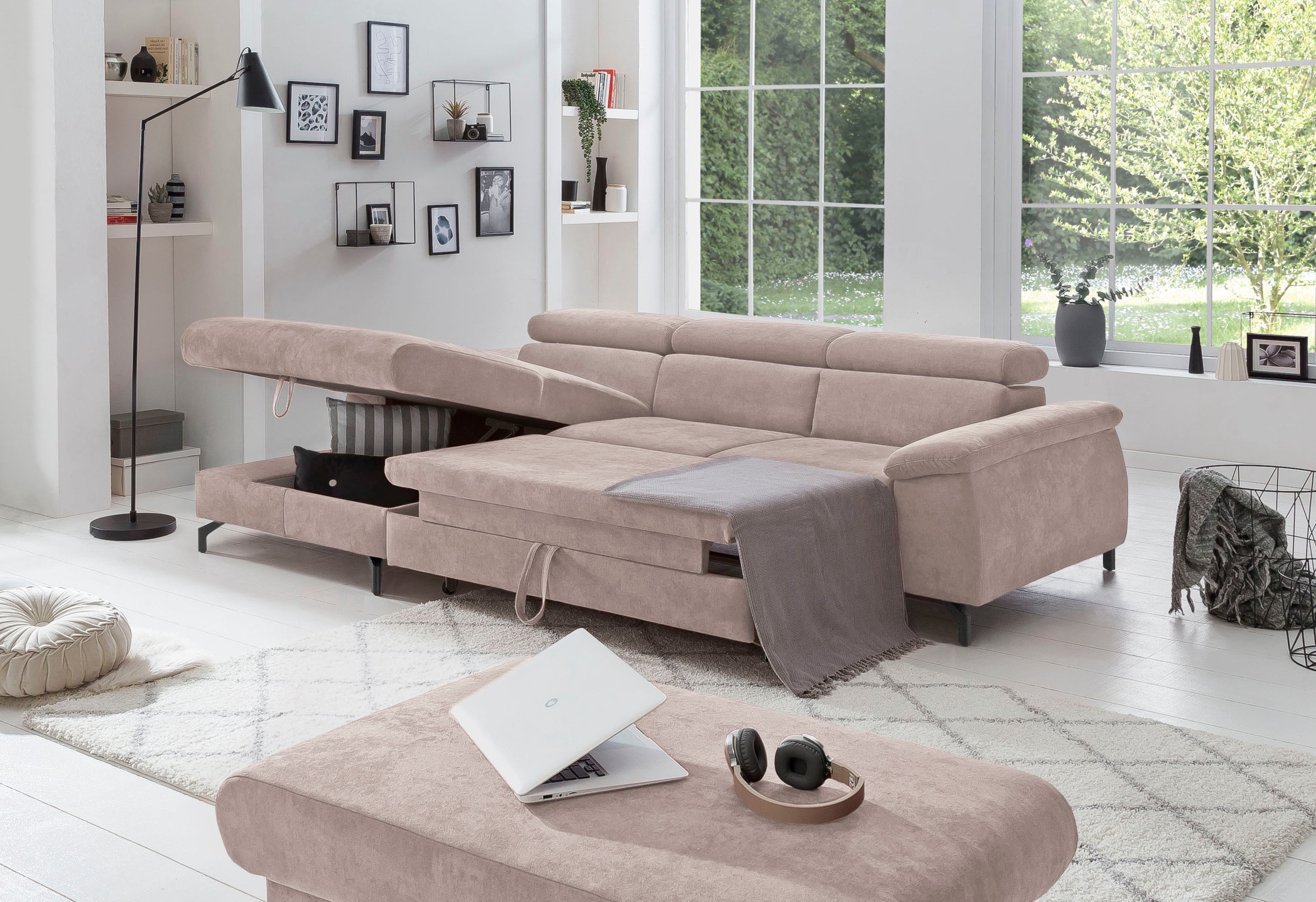 COTTA Ecksofa »Kitty L-Form«, mit Kopfteilverstellung, wahlweise mit Bettfunktion & Bettkasten