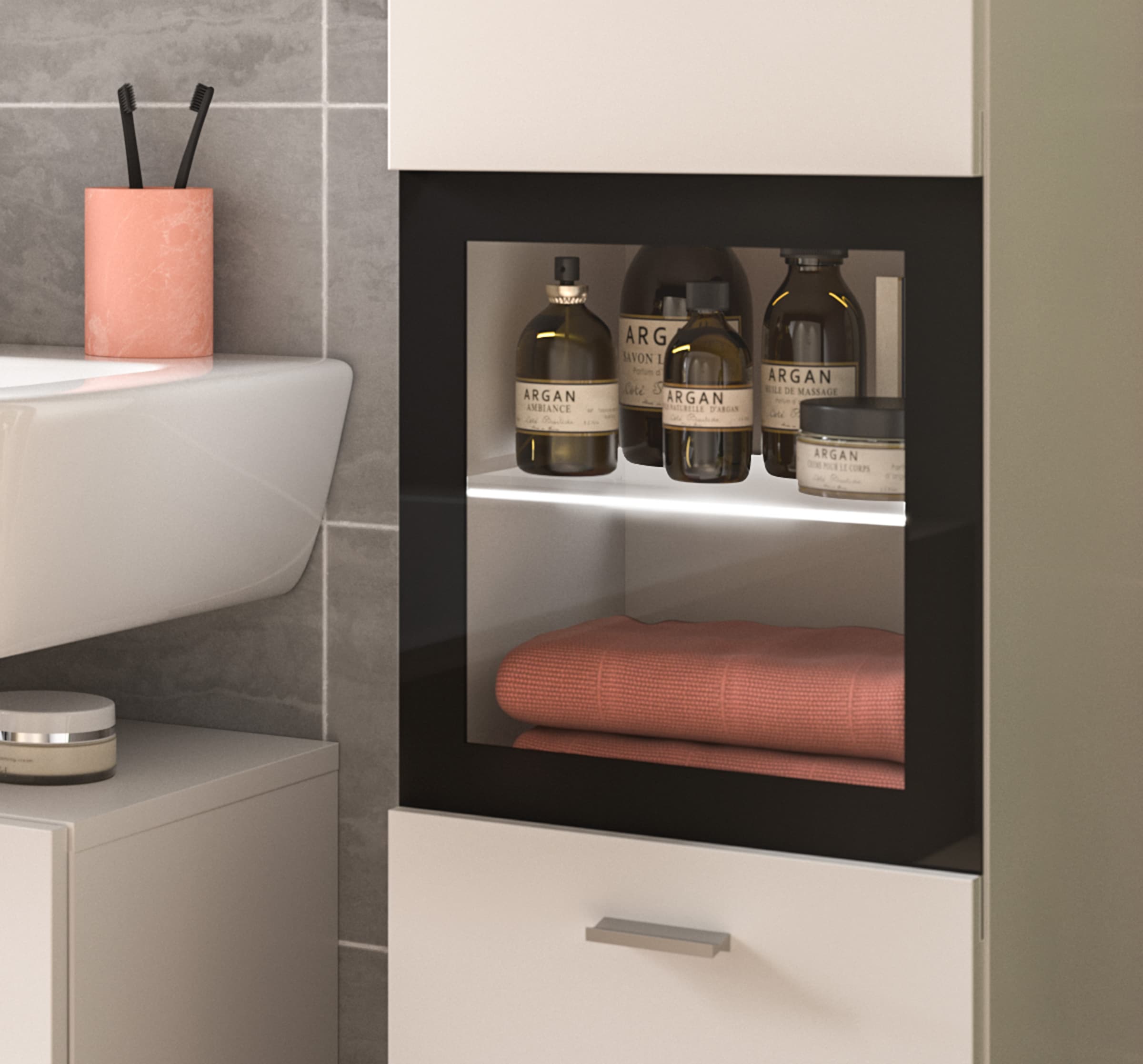 welltime Midischrank »Tampa, Höhe 80cm, hängend oder stehend montierbar«, Badschrank, Bad-Möbel, Badezimmer