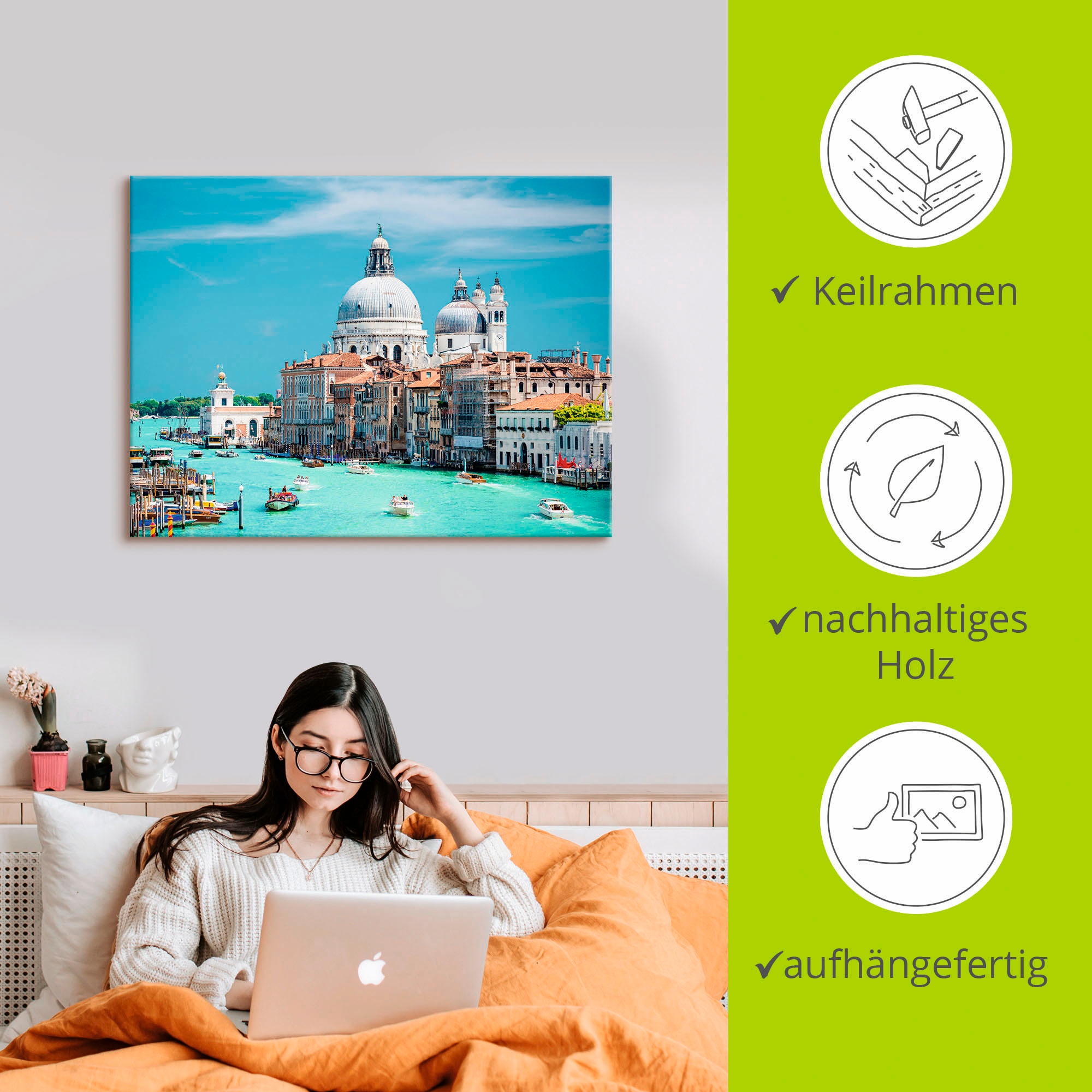 Artland Leinwandbild »Venedig«, Italien, (1 St.), auf Keilrahmen gespannt