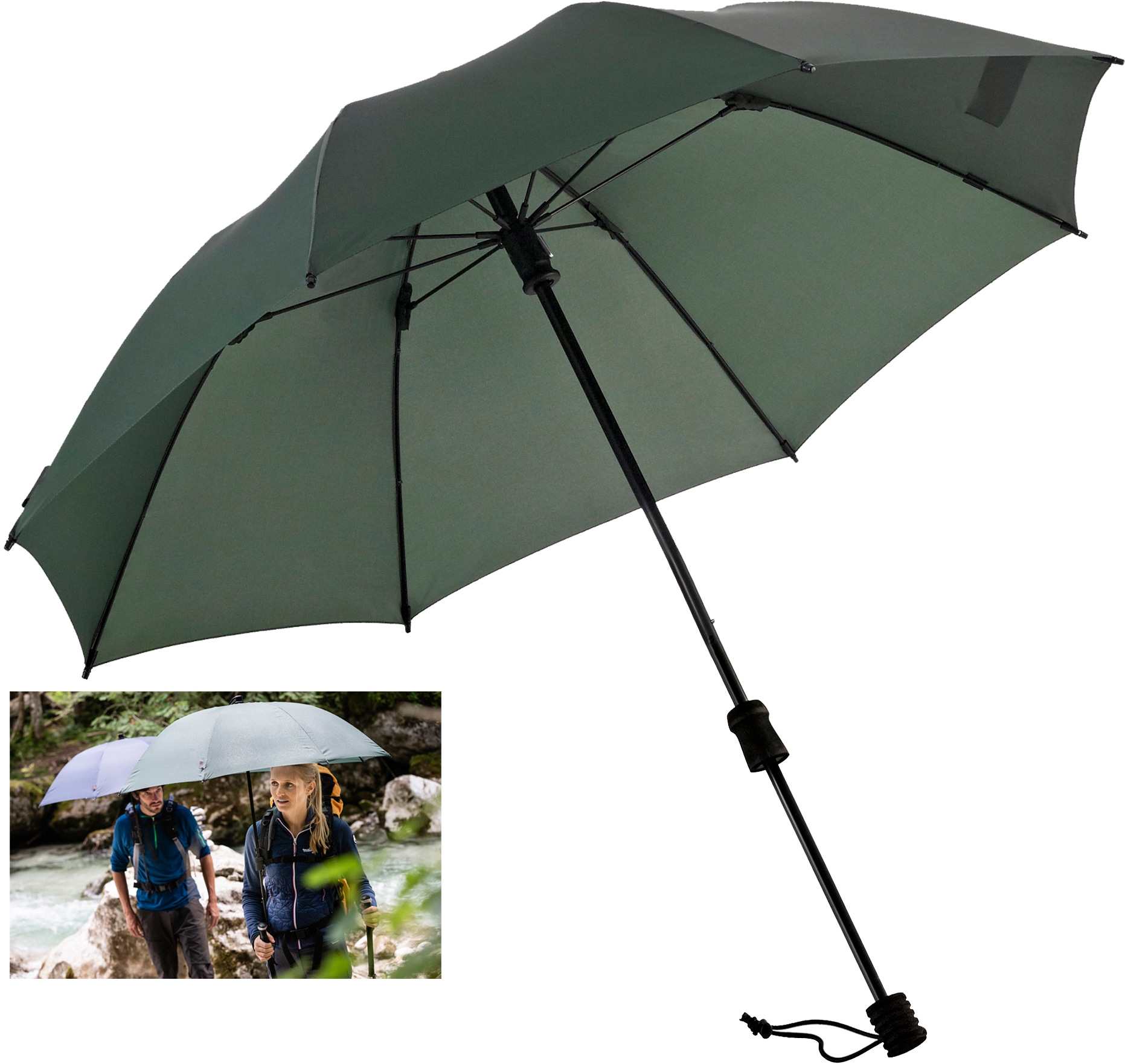 »Swing handfrei olivgrün«, kaufen EuroSCHIRM® handsfree, tragbar bequem Stockregenschirm