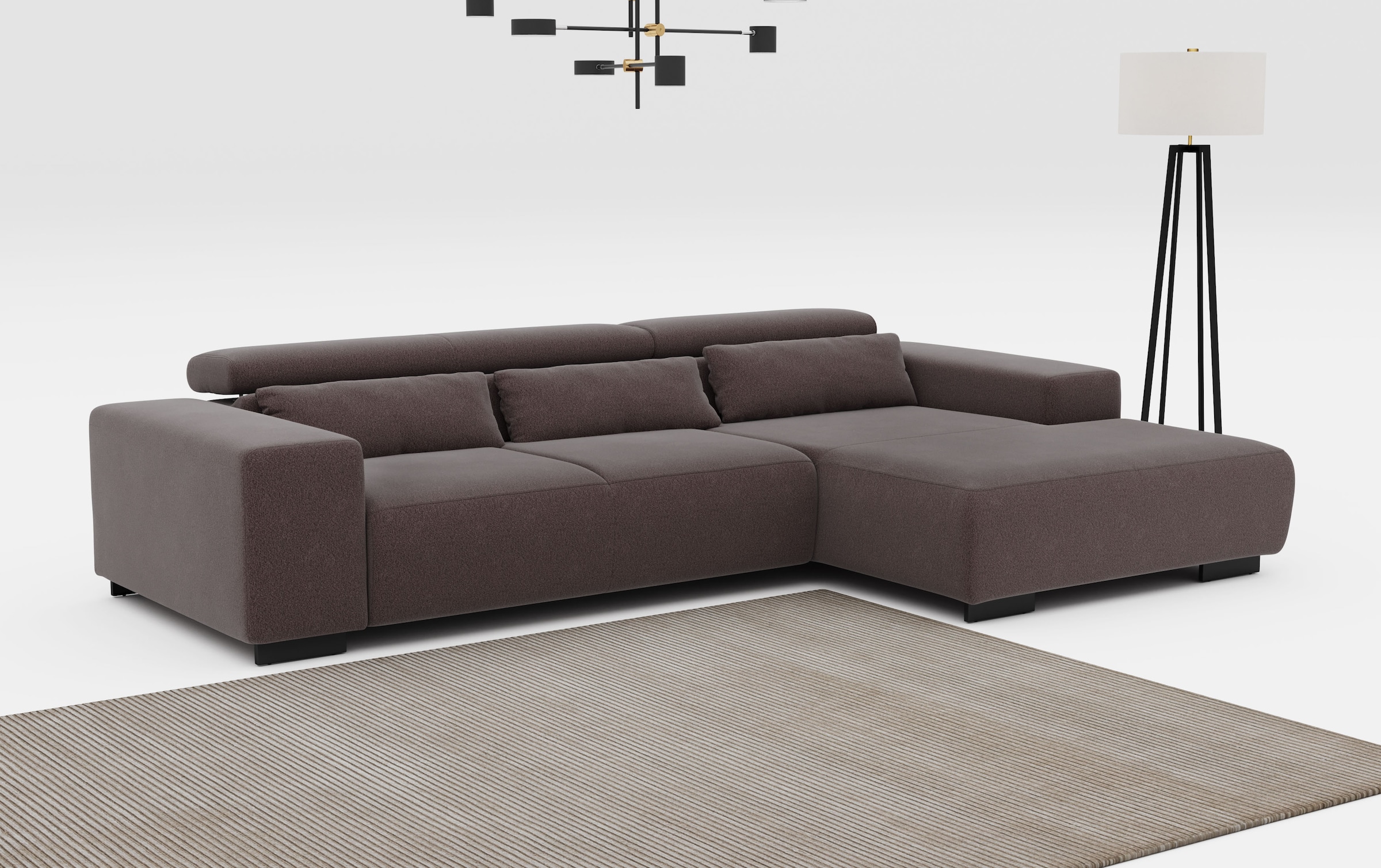 COTTA Ecksofa "Side L-Form, mit Kopfteilverstellung & 3 Nierenkissen" optio günstig online kaufen