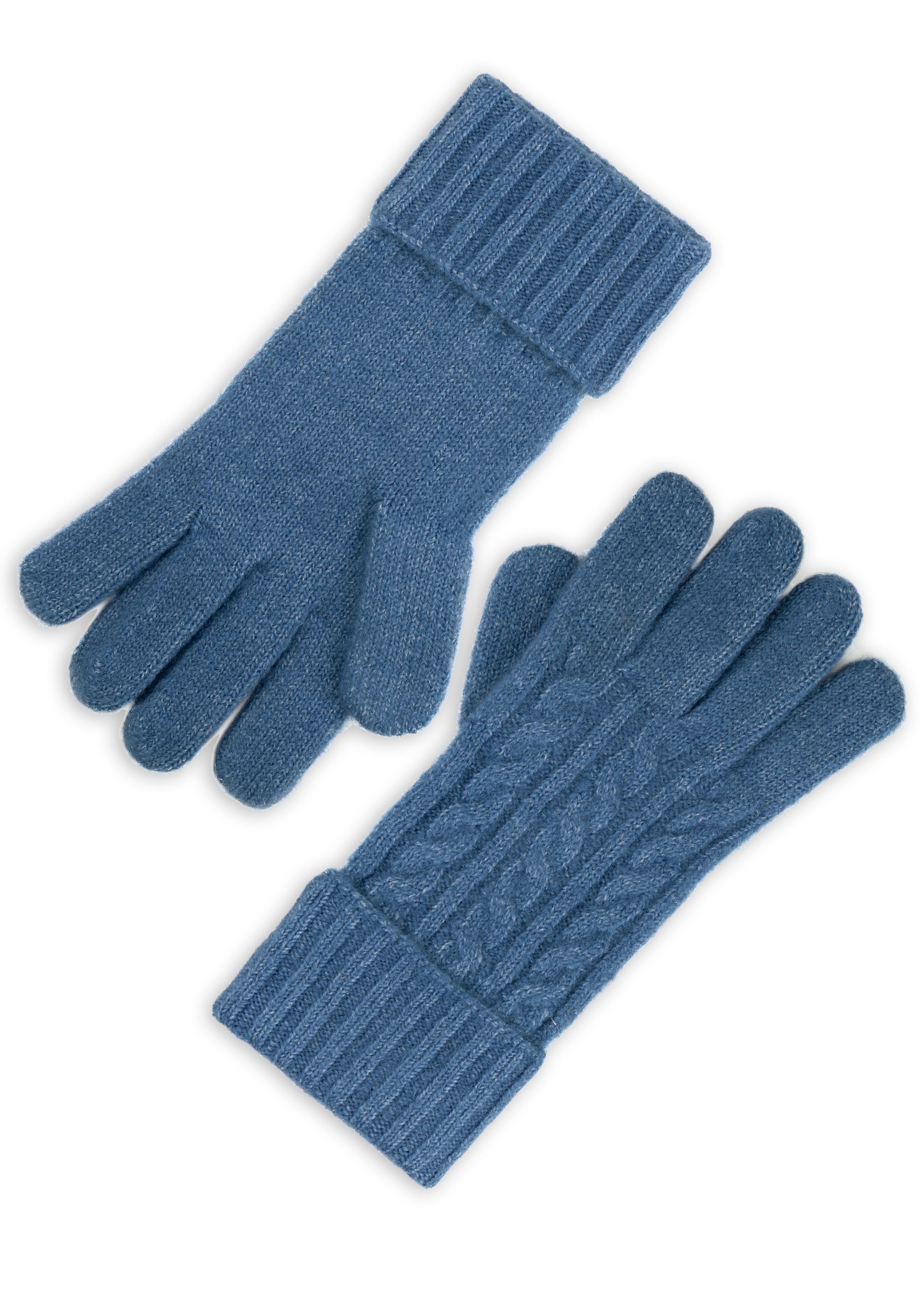 CAPELLI NEW YORK Strickhandschuhe 1 Paar, mit Zopfstrickmuster, Feinstrick, breiter Umschlag, wärmend jeans blue