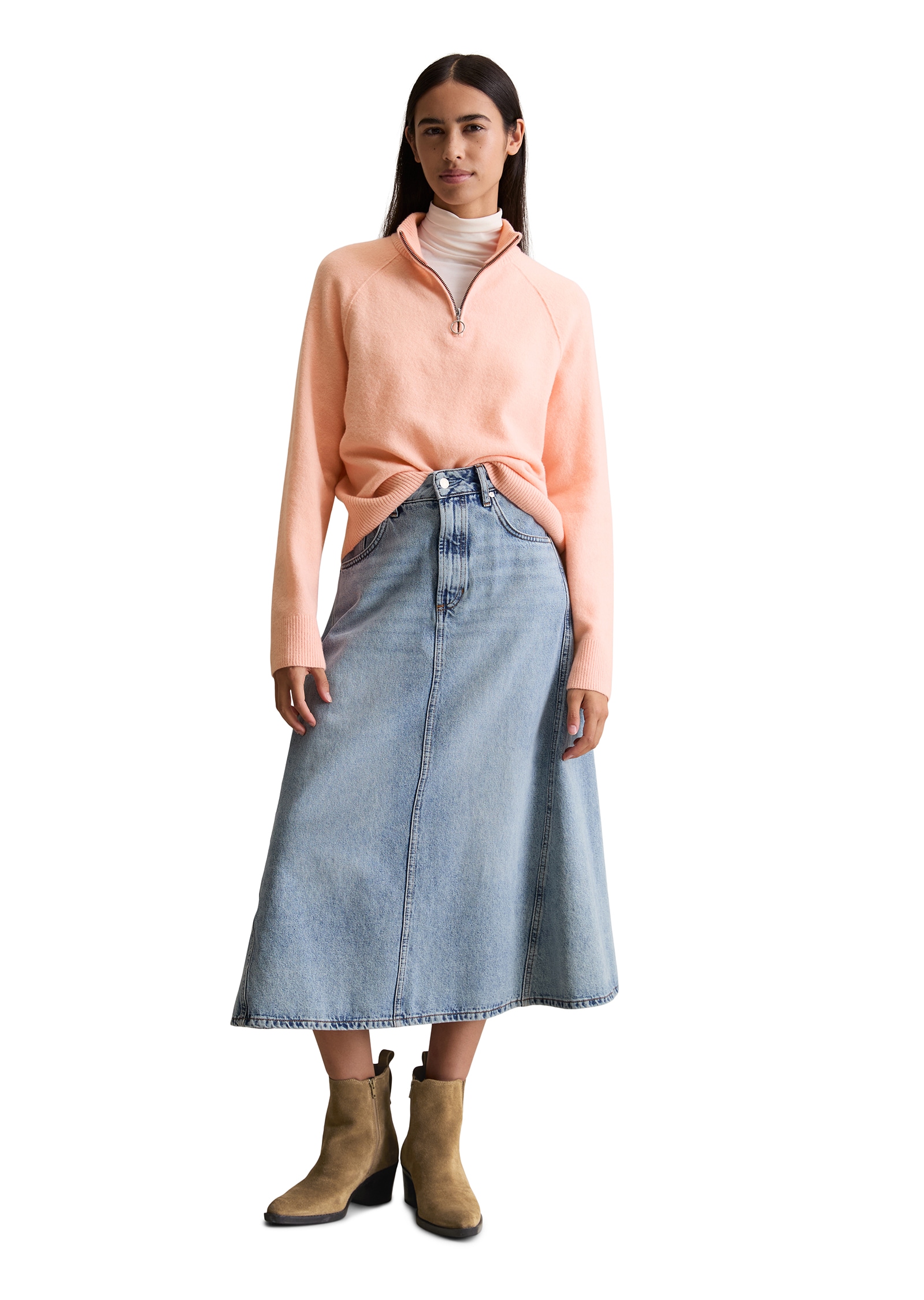 Marc O'Polo DENIM Troyer cropped, regular fit, aus flauschigem Schurwolle-Mix