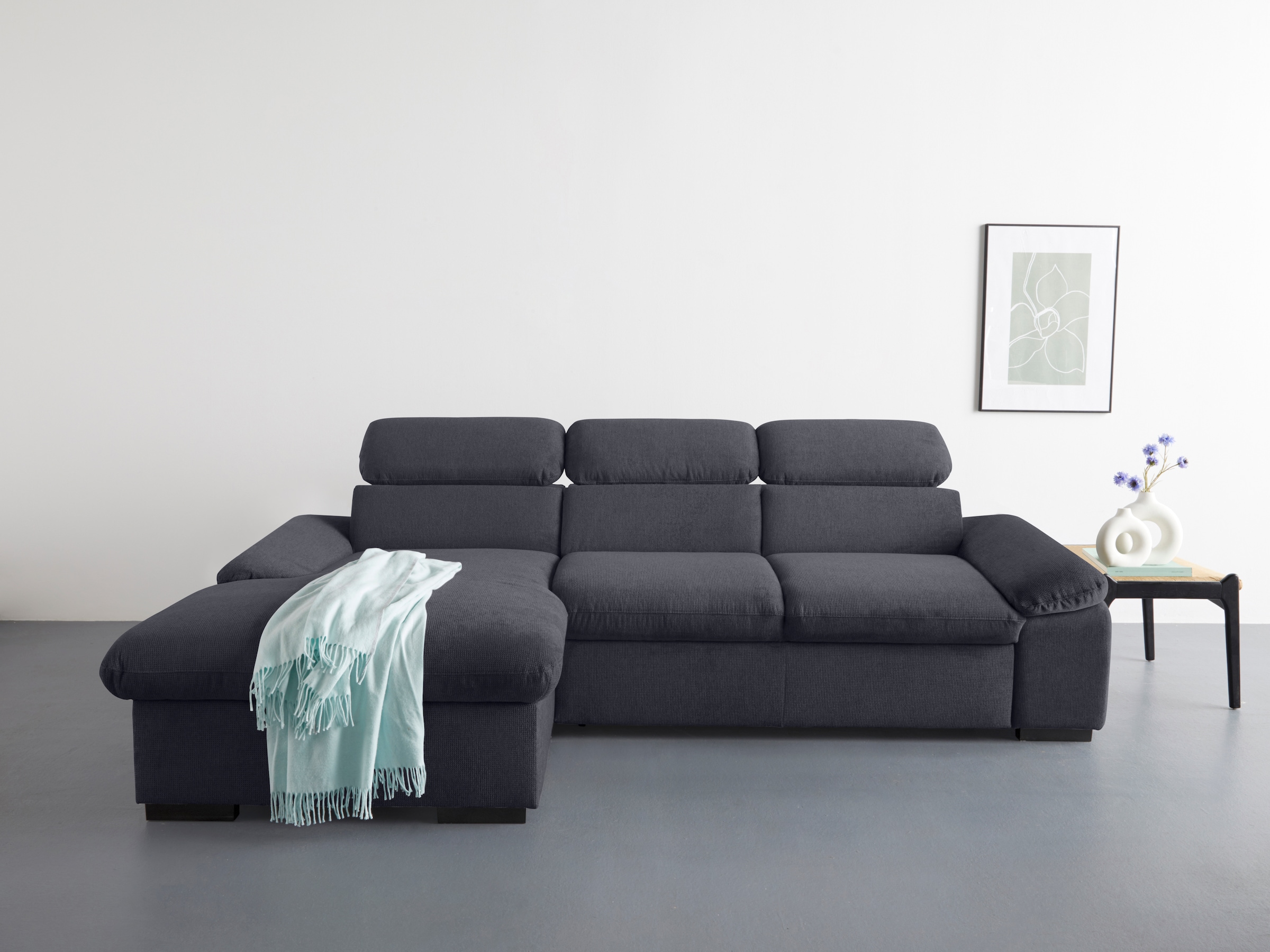 COTTA Ecksofa »Lola L-Form mit Kopfteilfunktion & Hocker« wahlweise mit Bet günstig online kaufen