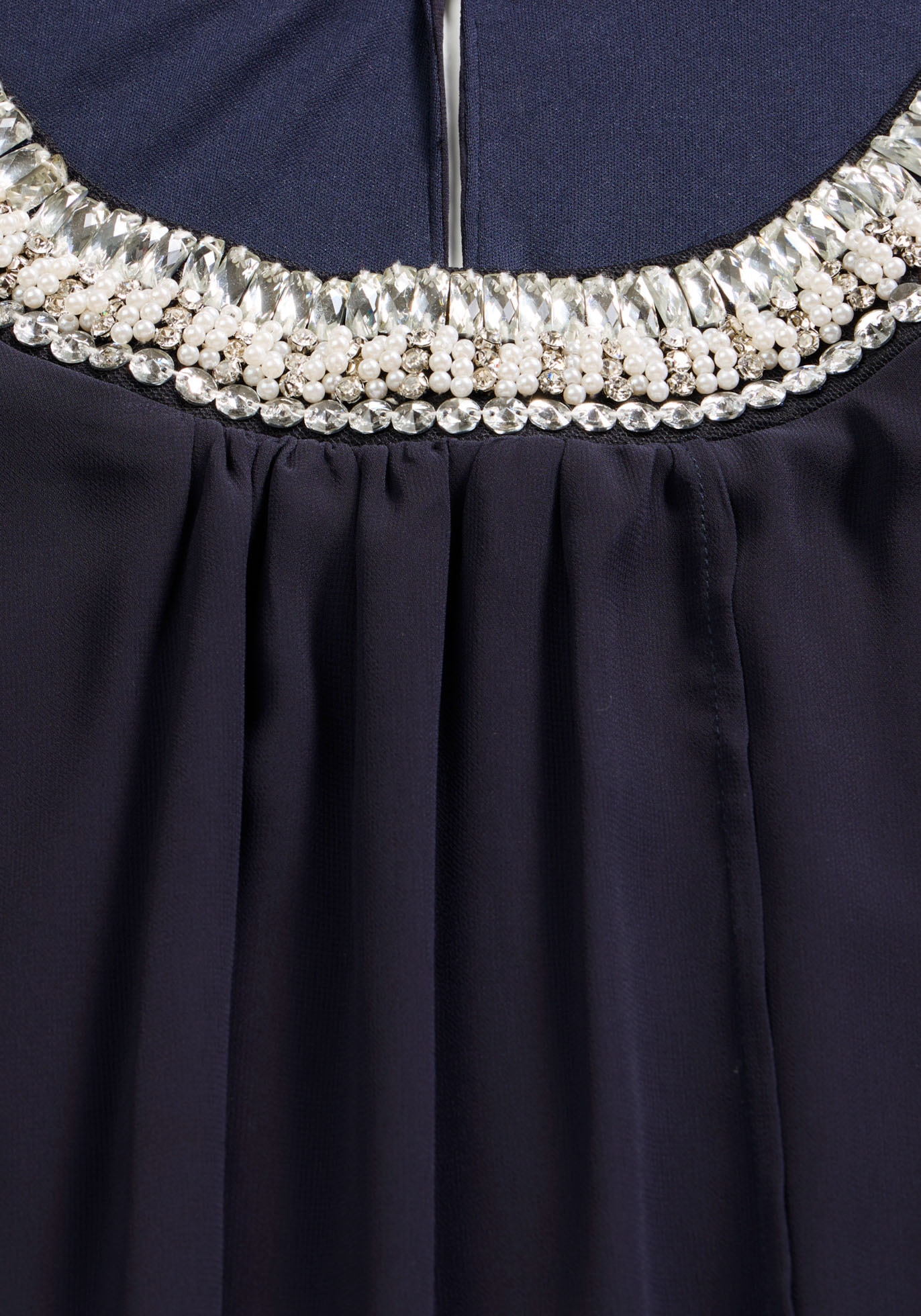 bonprix Chiffonkleid festliches Kleid, mit Strassstein-Applikation, aus Chiffon