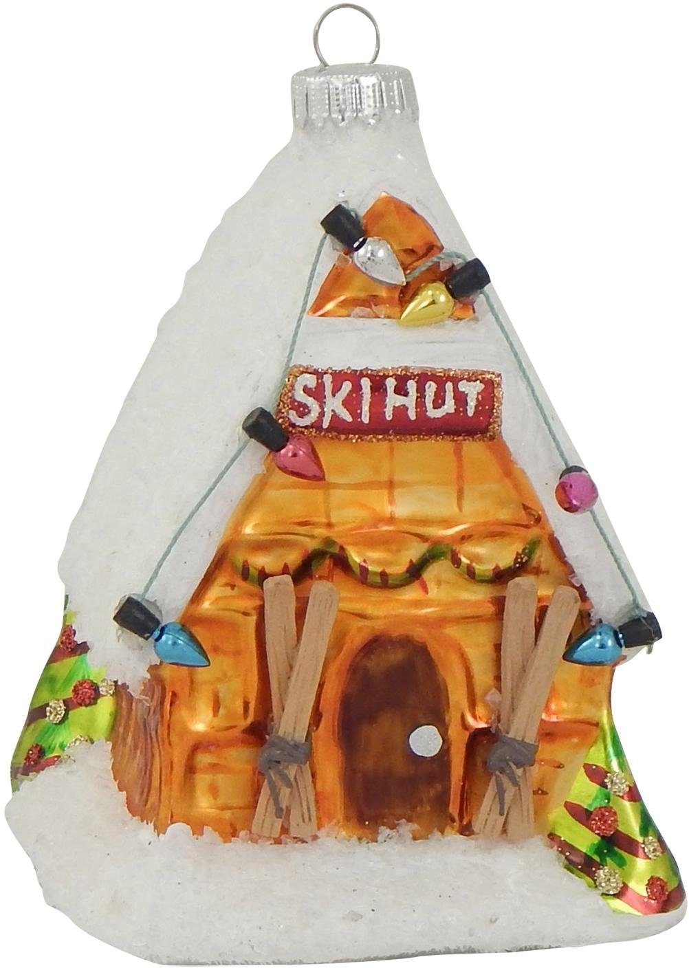 Krebs Glas Lauscha Christbaumschmuck »Ski Hütte, Weihnachtsdeko, Christbaumschmuck«, (1 tlg.), mundgeblasen
