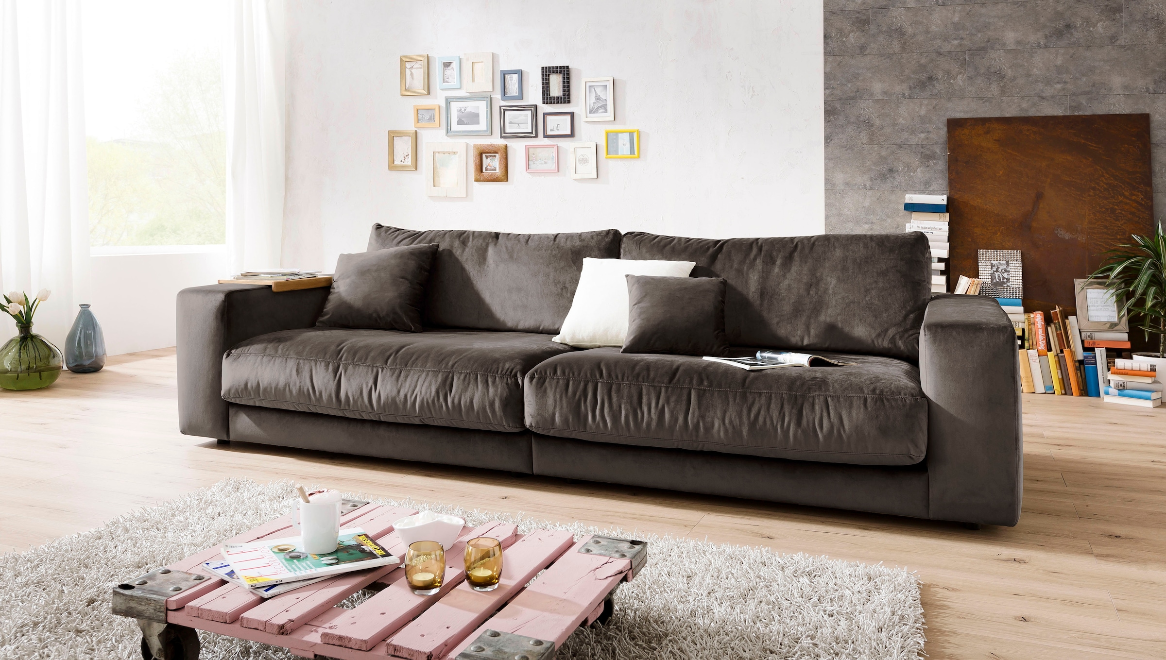 3C Candy Big-Sofa »Enisa II« incl. 1 Flatterkissen, Wahlweise mit Flecken-Schutz-Bezug Easy care