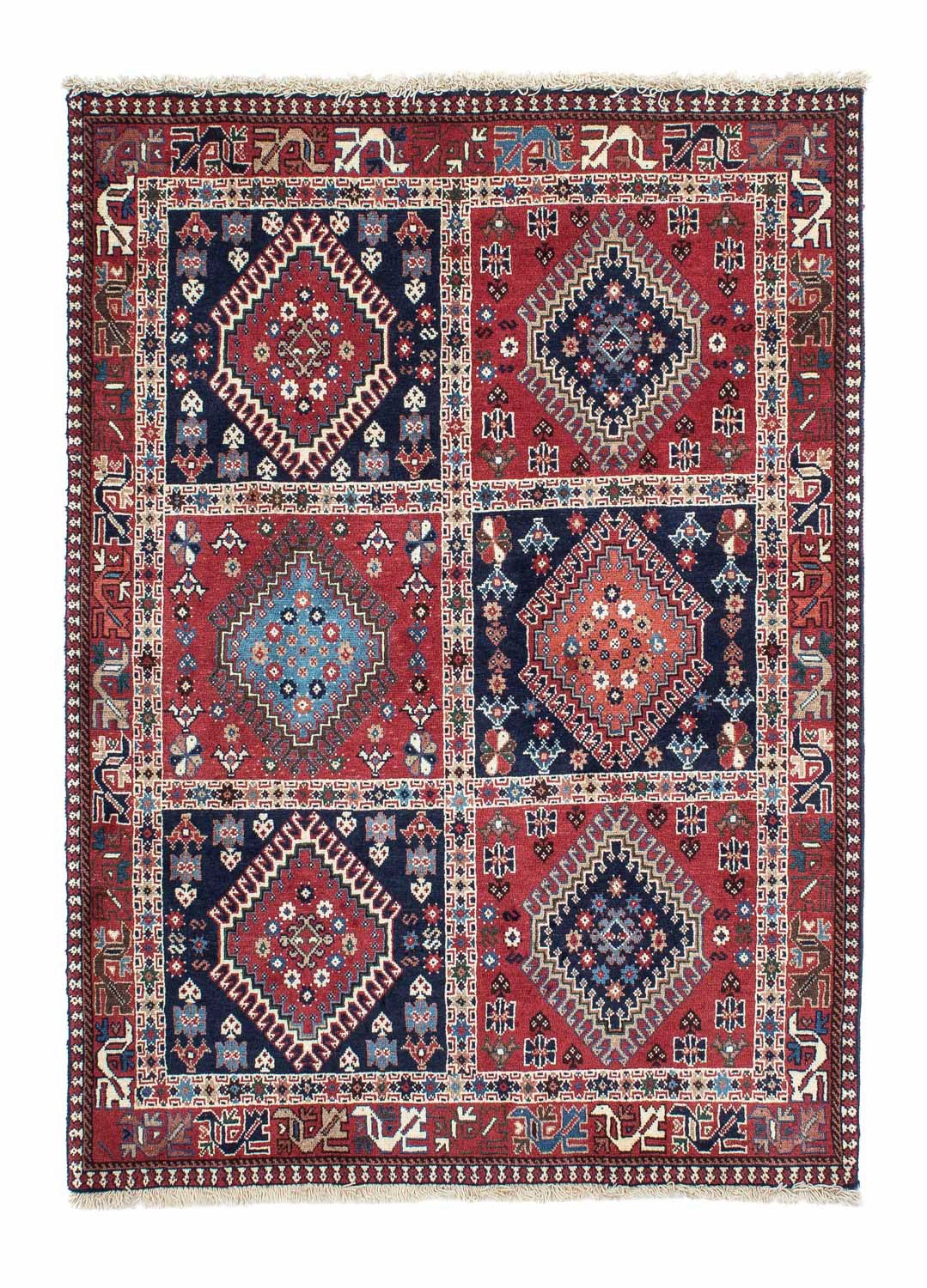 morgenland Wollteppich »Yalameh Felder Blu 134 x 98 cm«, rechteckig, 10 mm günstig online kaufen