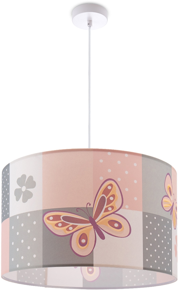 Paco Home E27 »Cosmo 1 Lampe online Kinderzimmer Karo 220«, Deckenlampe flammig-flammig, Deckenleuchte Rosa Schmetterling bestellen Blumen