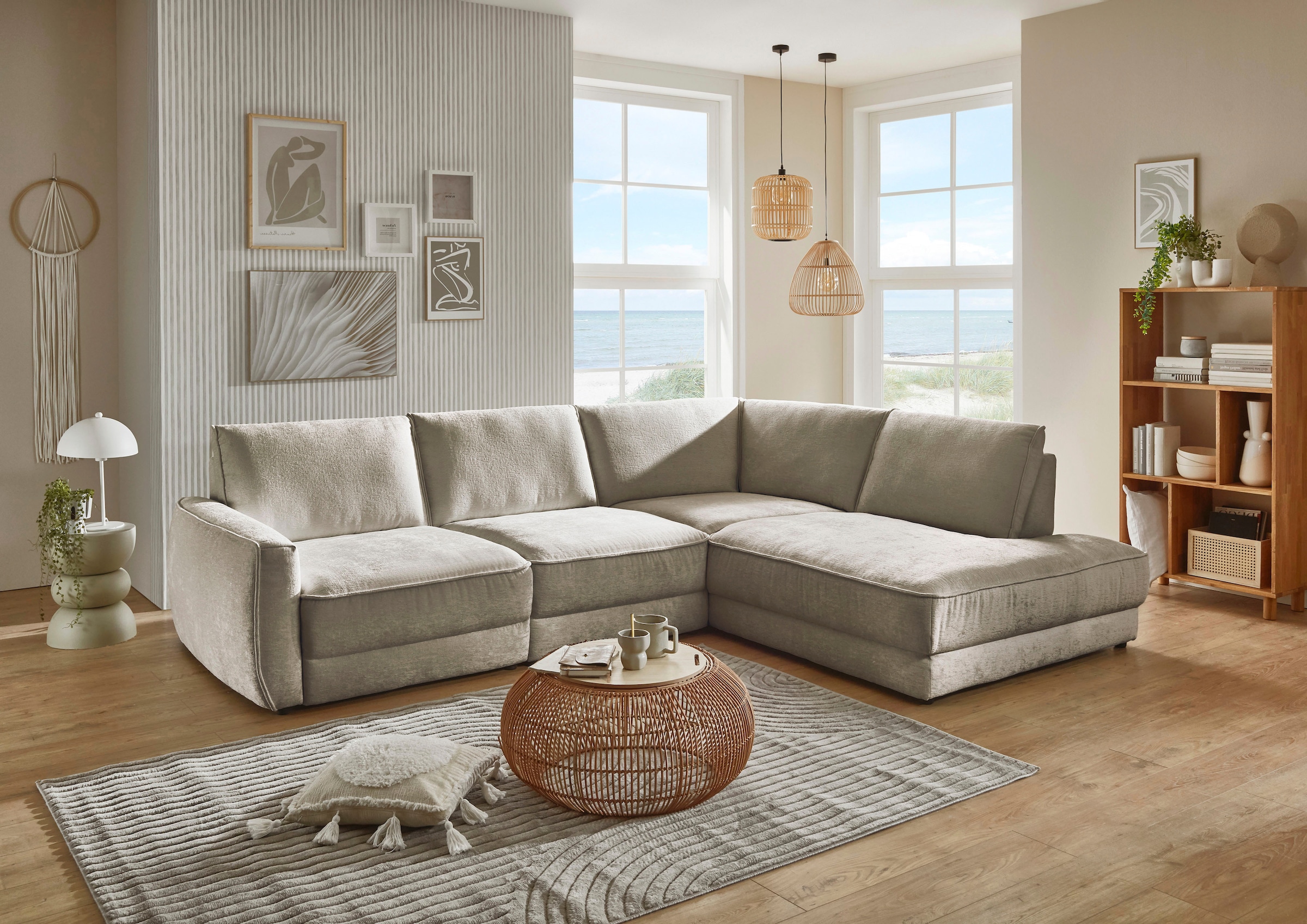 Die PlanBar Ecksofa »ZE-EM24139 L-Form, 310 cm breit, softige Couch Polsterecke« Kaltschaum Polstersofa mit 1x Sitztiefenverstellung