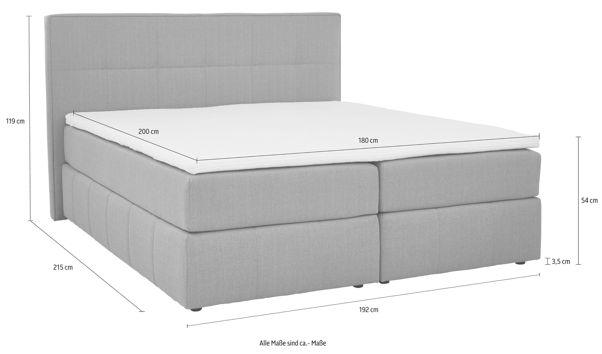 INOSIGN Boxspringbett »Casano«, mit feiner Steppung, in 3 Matratzenarten, 2 Härtegraden und 5 Farben