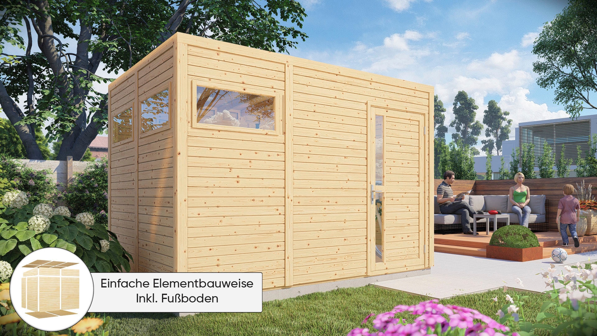 KONIFERA Gartenhaus »Cubus 3«, Inklusive Fußboden
