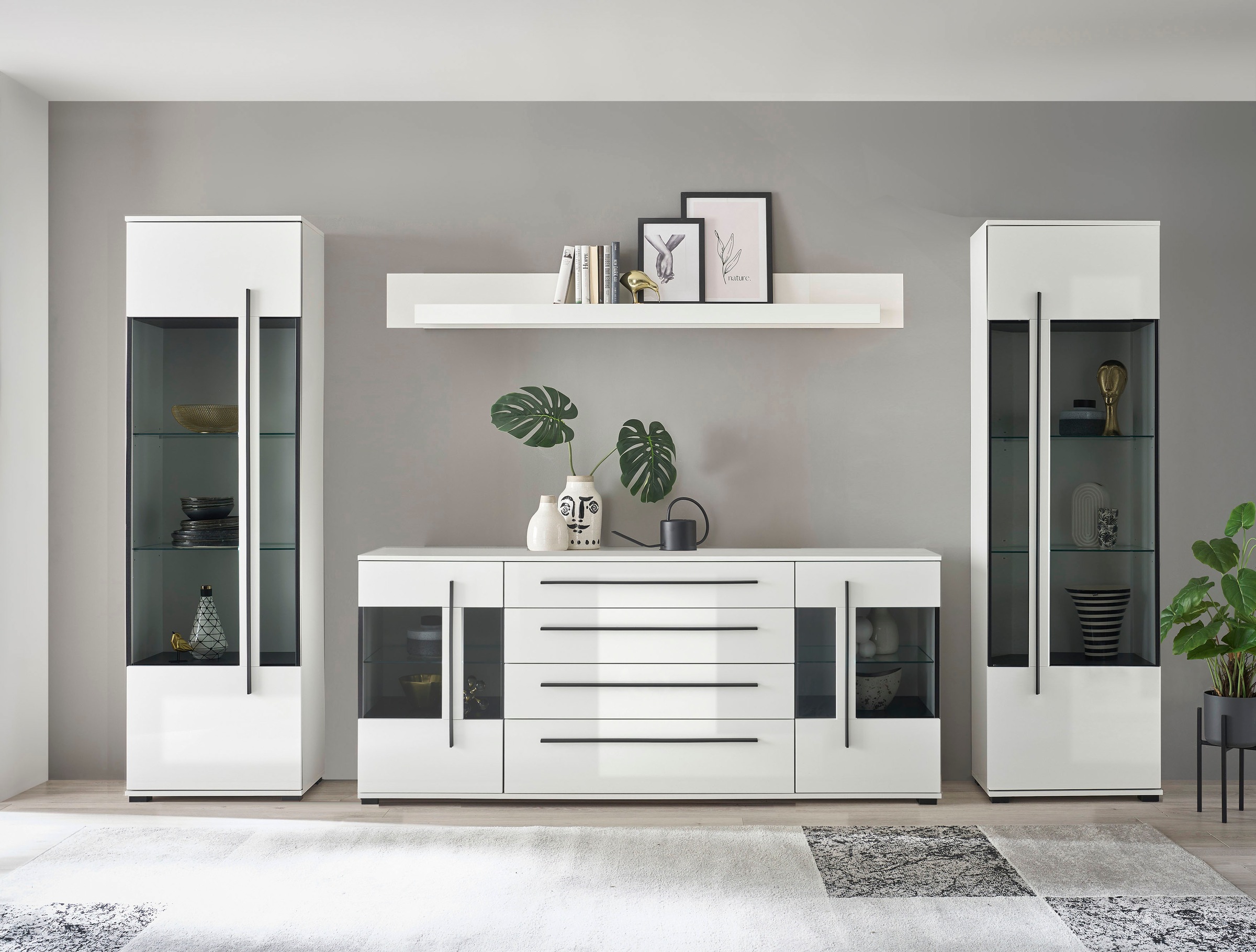INOSIGN Wohnwand »Cantara, moderne Anbauwand, Wohnzimmer-Set, in Eiche Evok günstig online kaufen