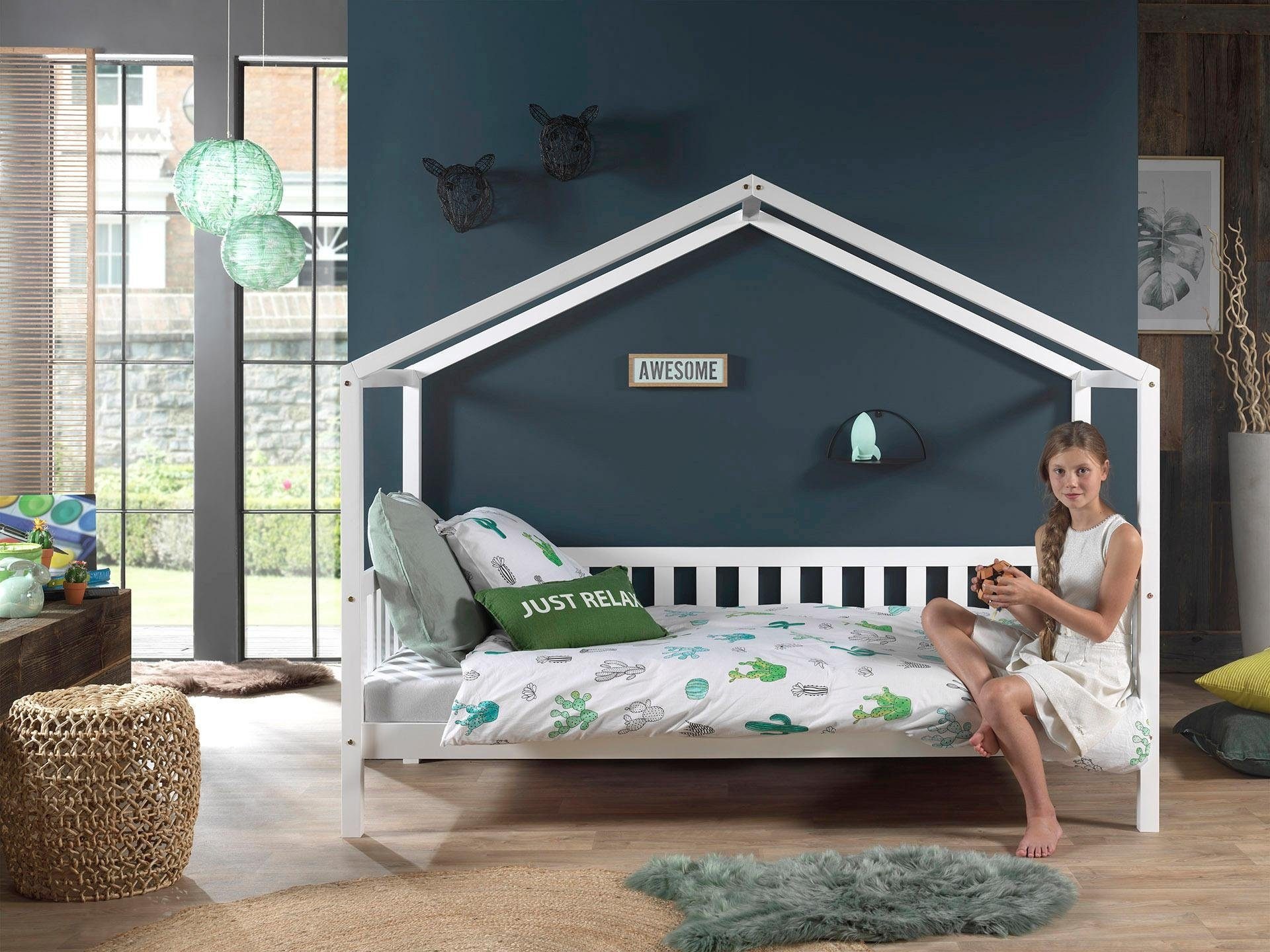 3. Bild von Vipack Hausbett »Dallas«, wahlweise mit Bettschublade oder Textilhimmel, Ausf. natur oder weiß