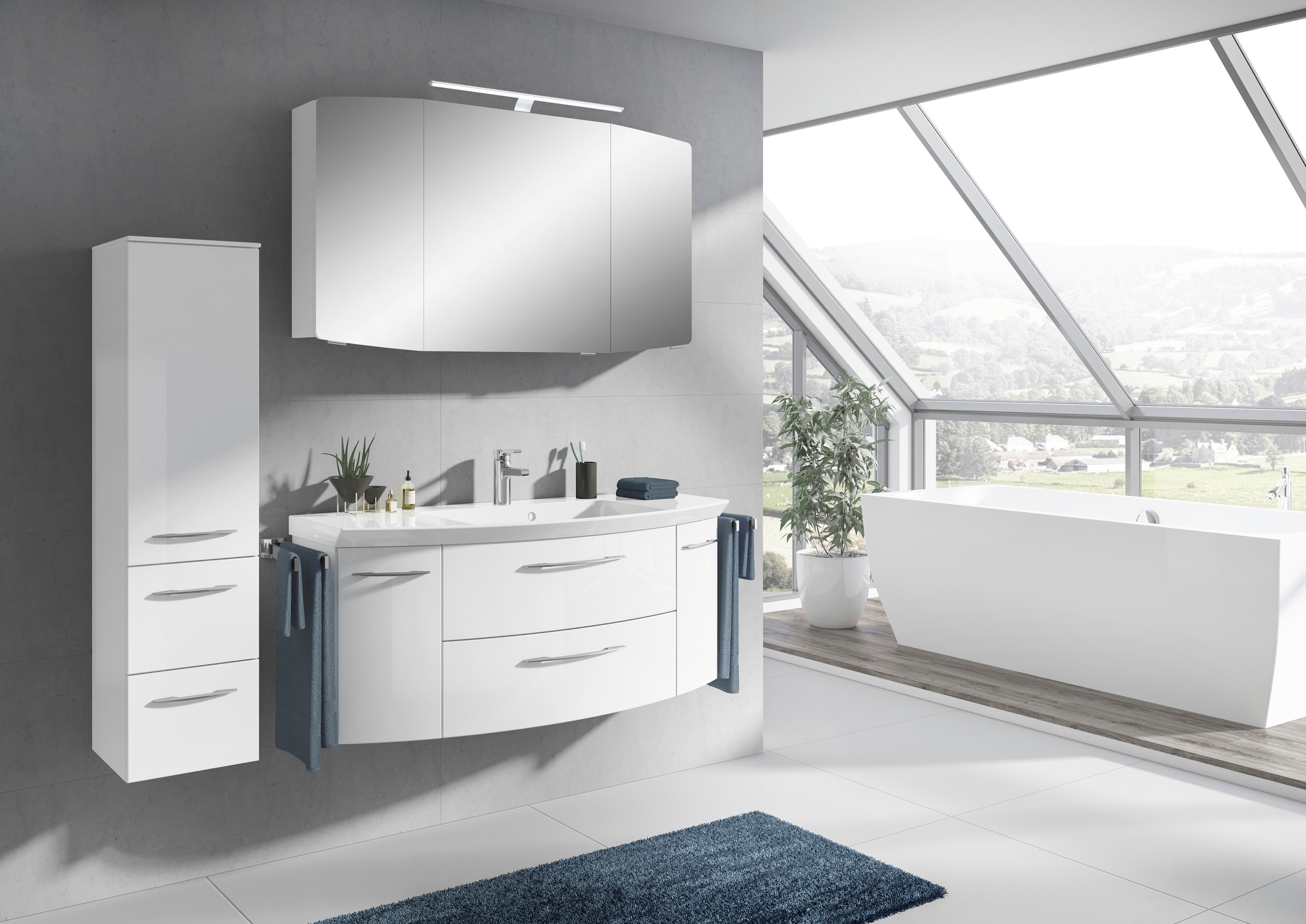 Saphir Badmöbel-Set »Cassca Sprint 3-teilig Mineralmarmor-Waschtisch mit LE günstig online kaufen