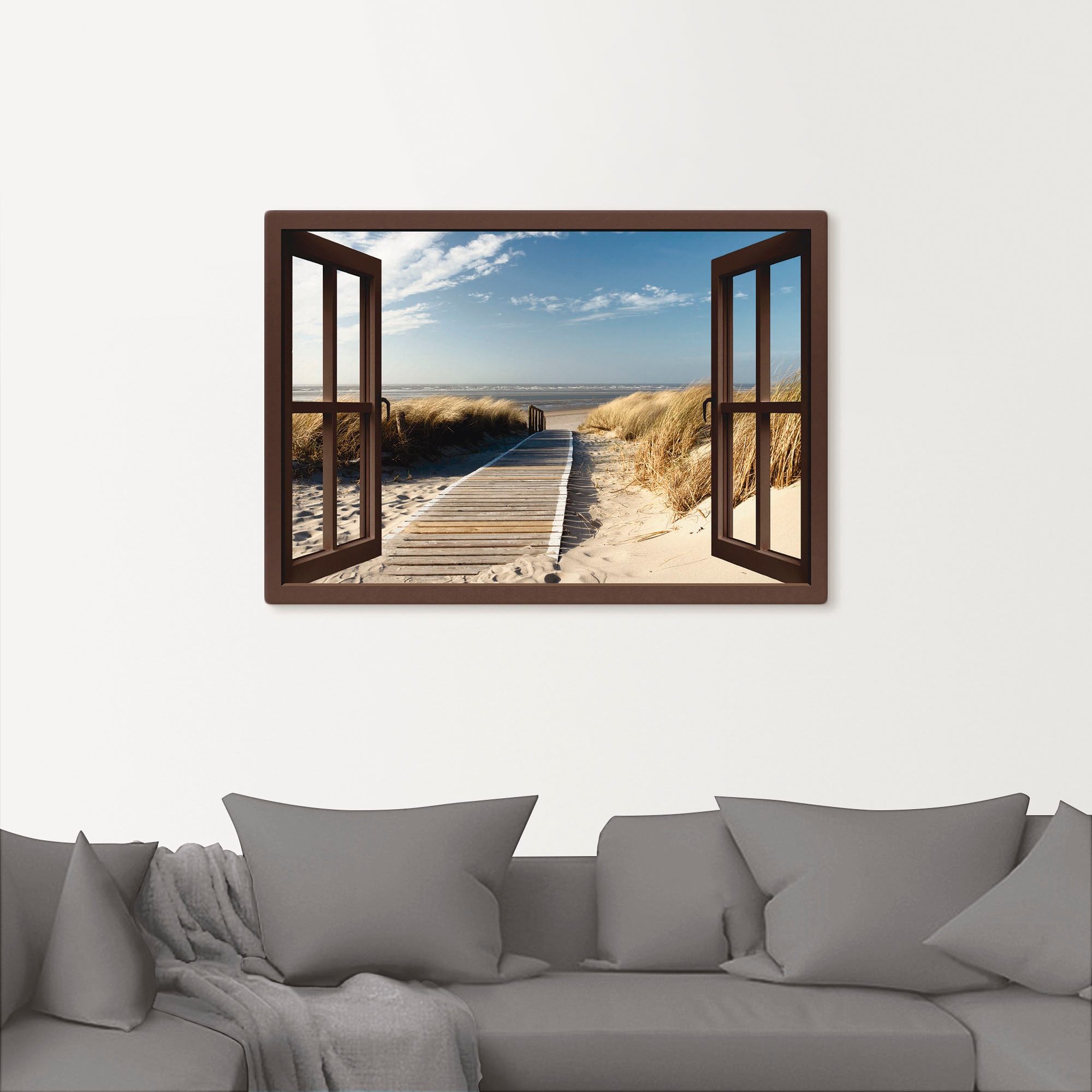 Artland Wandbild »Fensterblick Nordseestrand auf Langeoog«, Fensterblick, ( günstig online kaufen