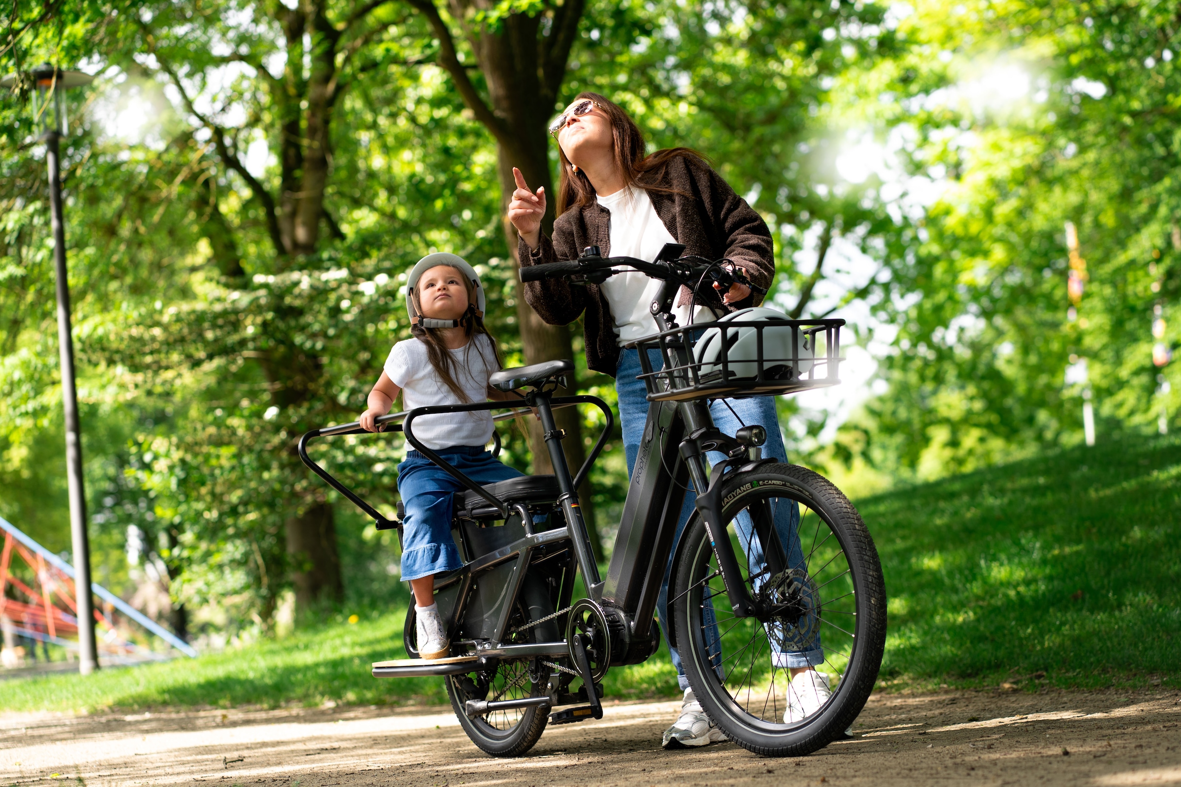 Prophete »Longtail - Urbanicer 4.0 inkl. 2 Sitzpolster« 9 Gang Shimano Cues Schaltwerk Kettenschaltung Mittelmotor 250 W Heck-Gepäckträger bis 80kg Zuladung, 10 Jahre Garantie auf den Rahmen