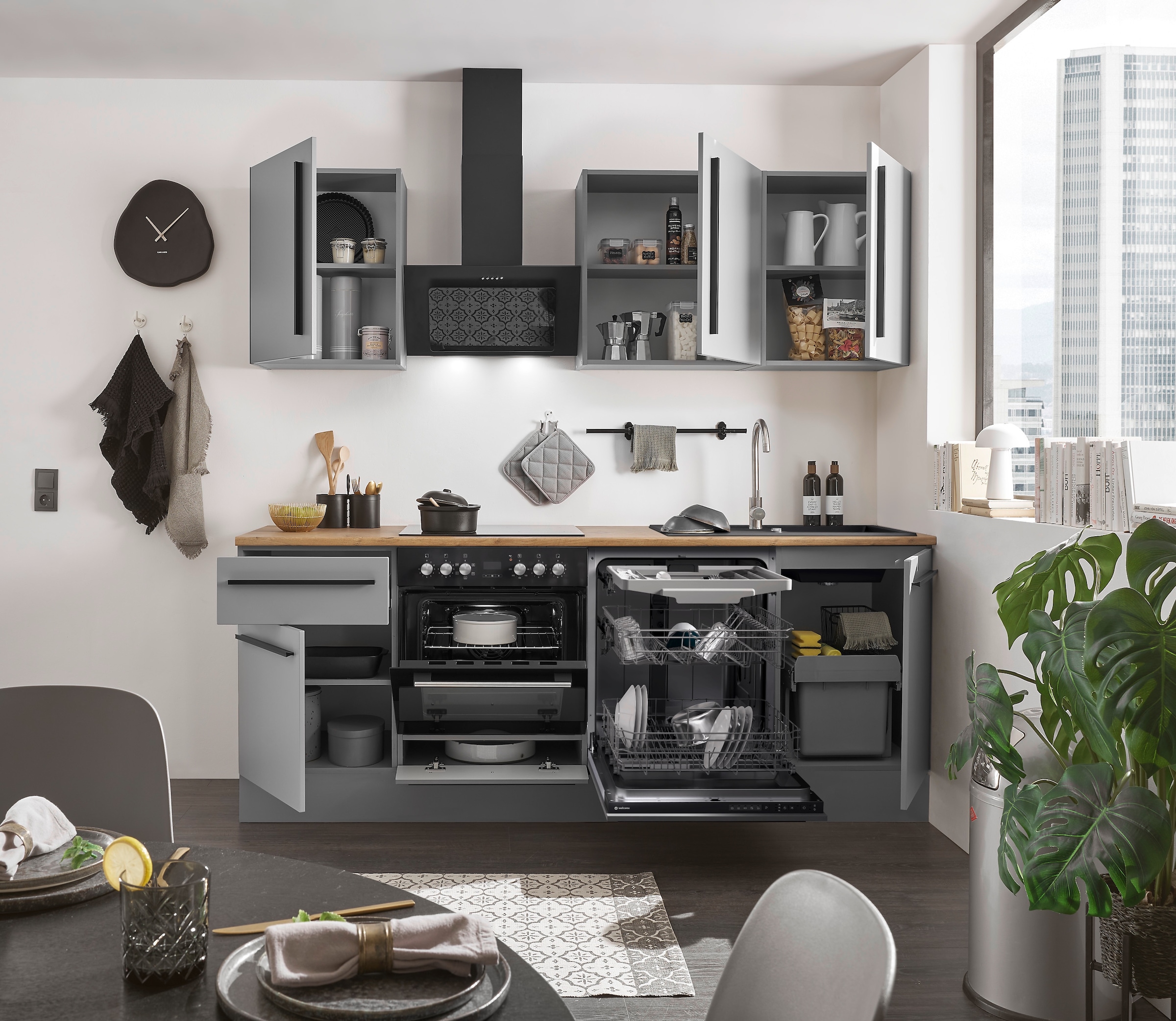 BASIC by Balculina Winkelküche »Denver, Küche BxHxT 220 x 211 x 60«, Breite 220 cm, wahlweise mit E-Geräten und Induktion