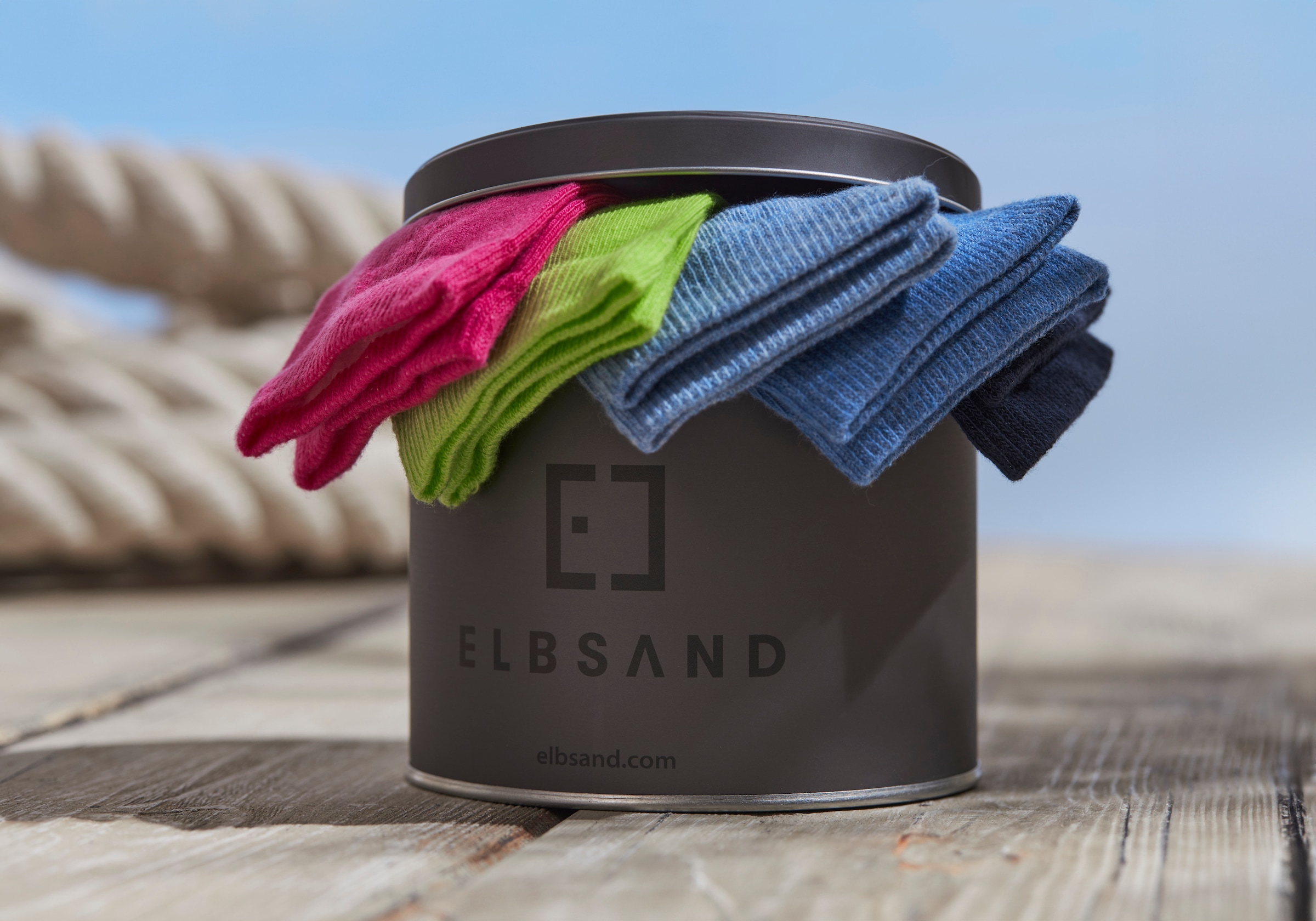 Elbsand Socken, (Dose, 5 Paar), verpackt in praktischer Metalldose