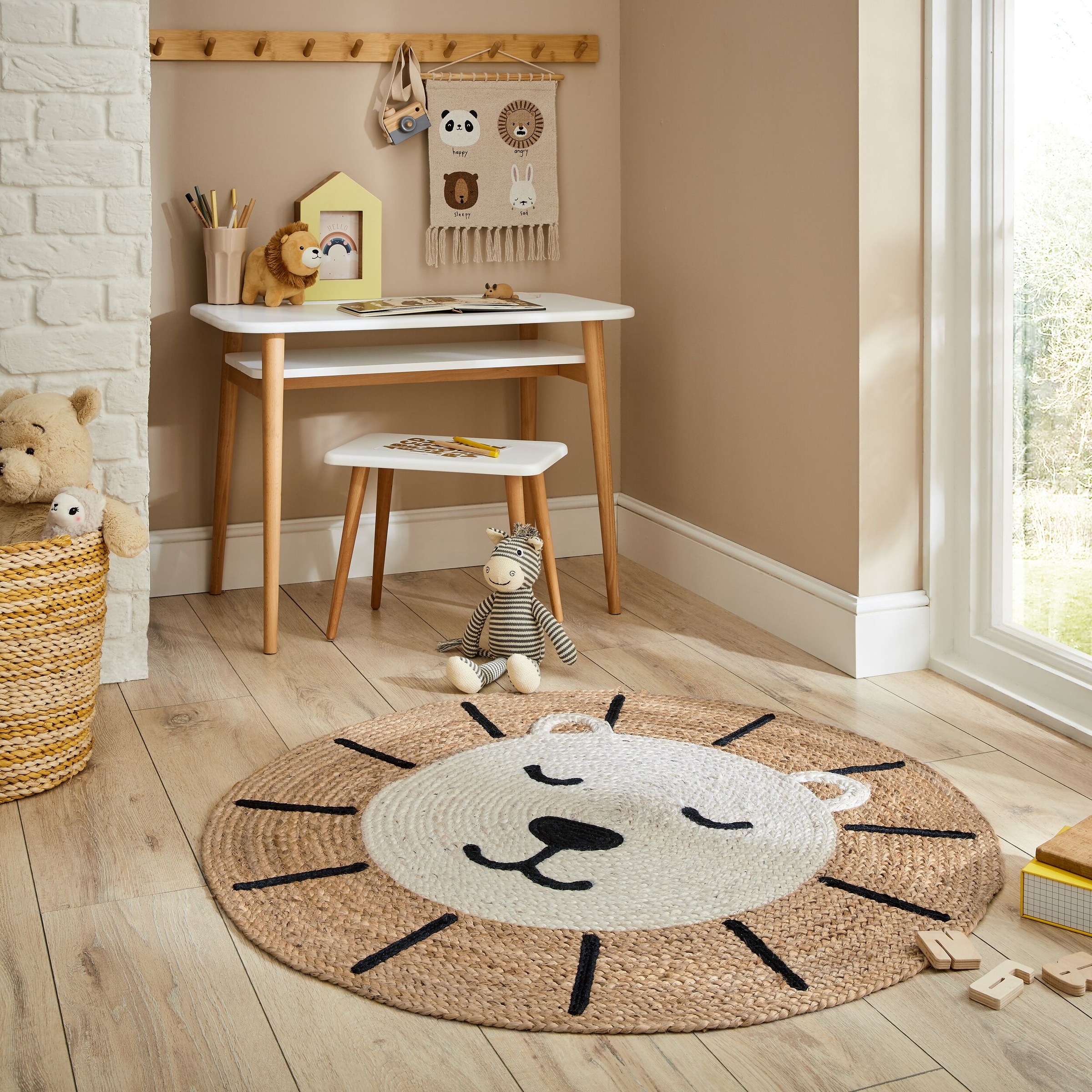 FLAIR RUGS Teppich »Jute Löwe«, rund, 5 mm Höhe, Kinder Naturfaser Teppich günstig online kaufen