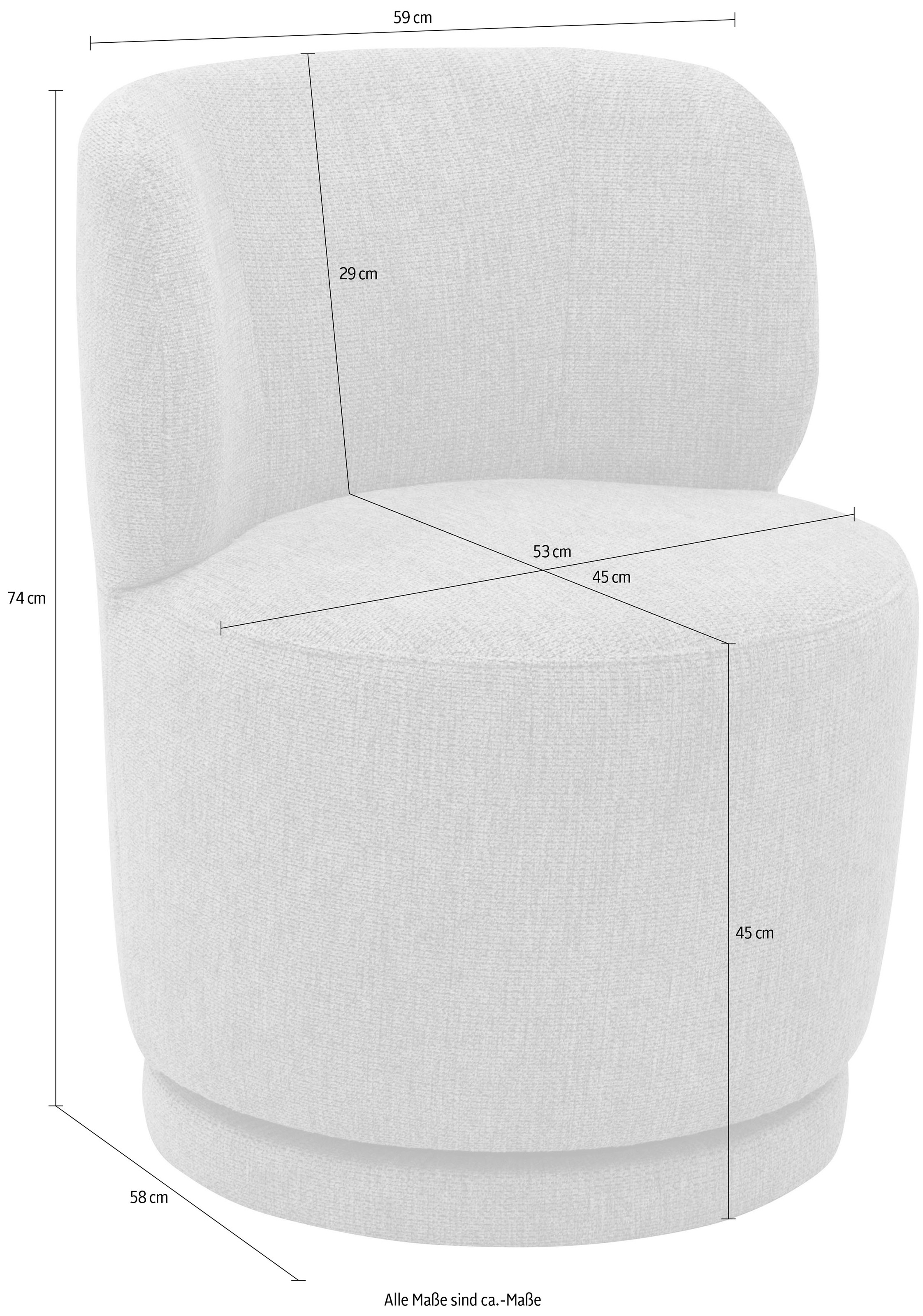 DOMO collection Sessel »Ypres Loungesessel inkl. 360* Drehfunktion« Minimalistisches Design, Cord, creme