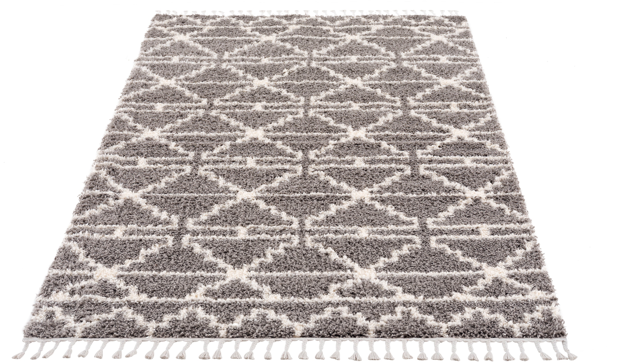 Carpet City Hochflor-Teppich »Pulpy 530«, rechteckig, 30 mm Höhe, besonders weich, mit Fransen, Geo-Muster