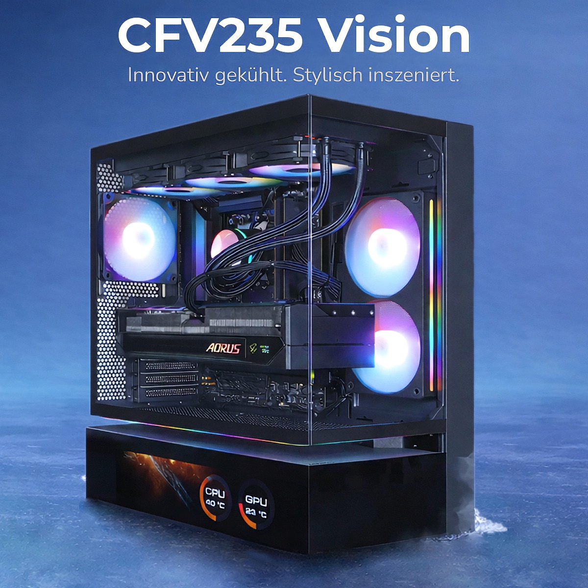 Cougar Gaming-PC »CFV235 Vision BK 8079 AMD Ryzen 9 9950X3D 32GB DDR5 2TB SSD RTX 5090« Windows 11, DDR5 RAM, Wasserkühlung