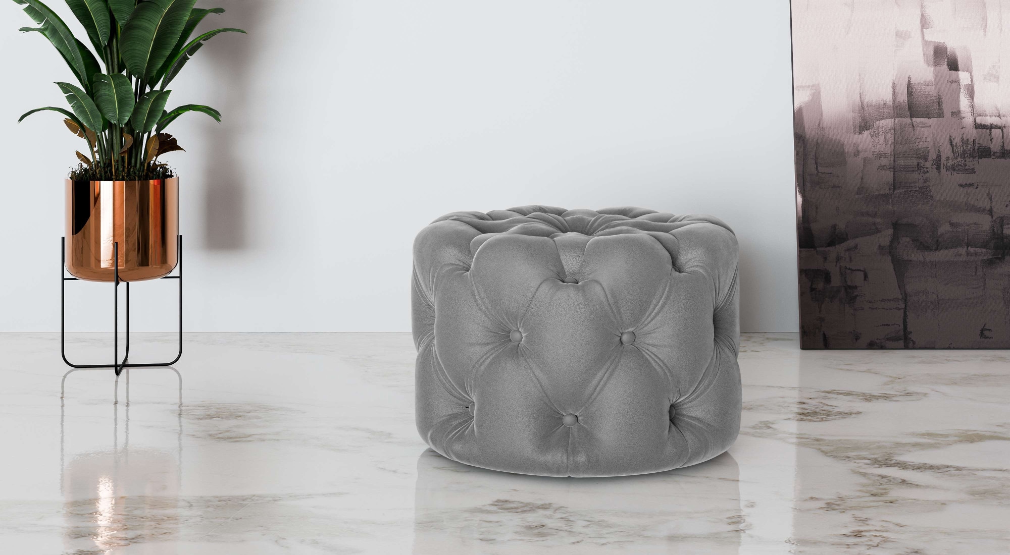 Places of Style Hocker »FOLLINA«, Polsterhocker mit klassischer Chesterfiel günstig online kaufen