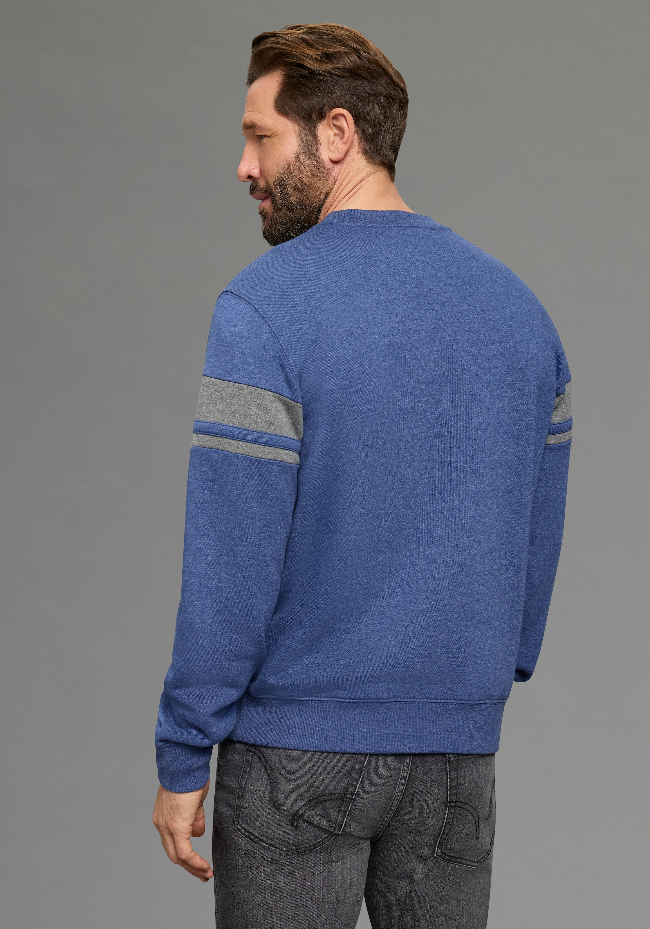 Man's World Sweatshirt , gestreift, mit Rundhalsausschnitt, Langarm, angeraute Sweatware
