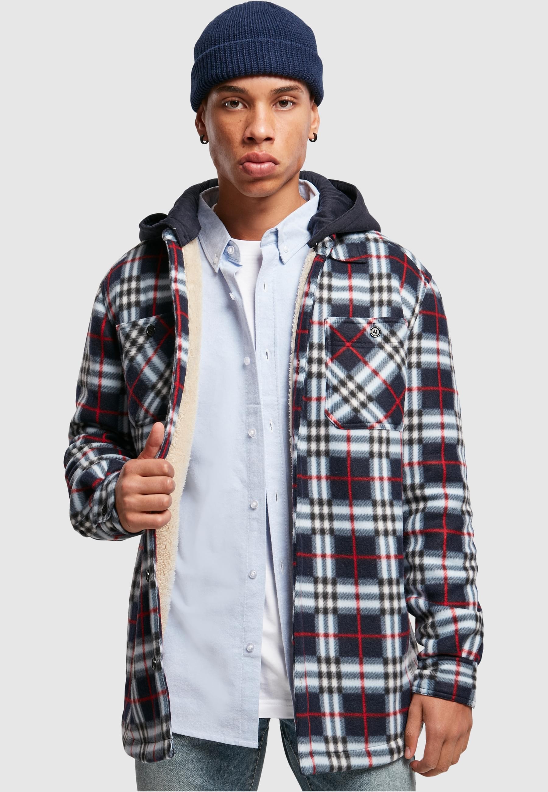 URBAN CLASSICS Allwetterjacke »Urban Classics Herren Hooded Polar Fleece Overshirt« 1 Stk. tlg. mit Kapuze
