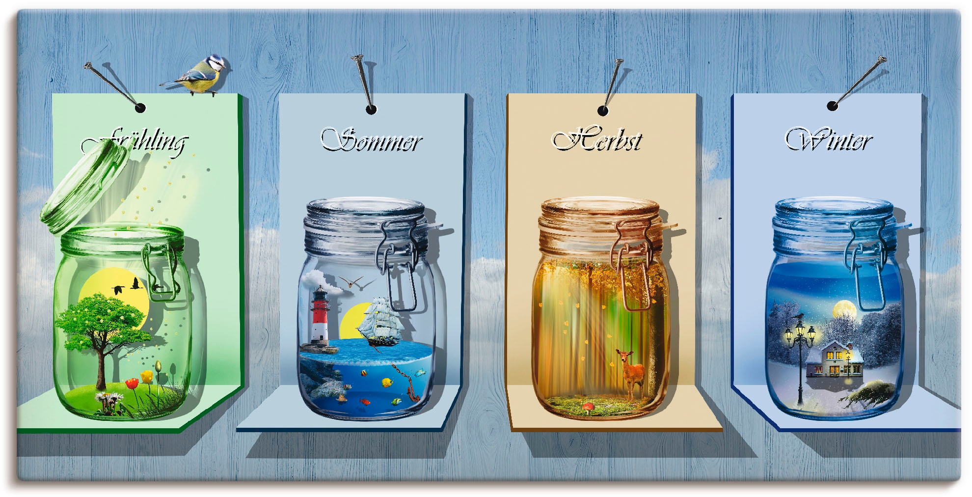 Artland Wandbild »Jahreszeiten in Gläsern« Vier Jahreszeiten 1 Stk. tlg. al günstig online kaufen