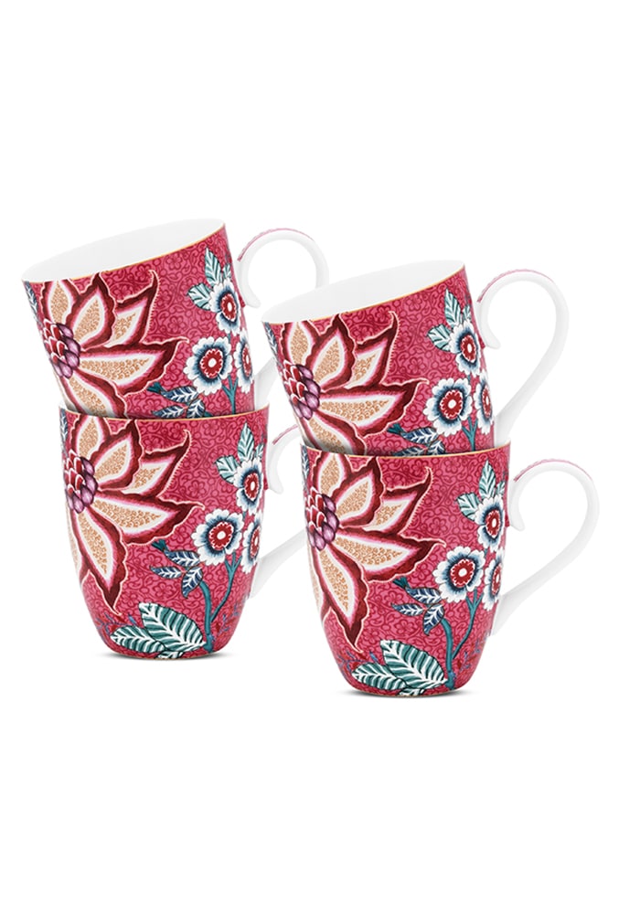 PiP Studio Becher »Flower Festival«, (Set, 4 tlg.), Kaffeetassen im 4er Set, Blumenfest, 350 ml