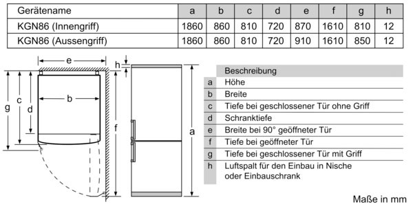 BOSCH Kühl-/Gefrierkombination 186 hoch, cm cm kaufen KGN86AIDR, »KGN86AIDR«, breit 86