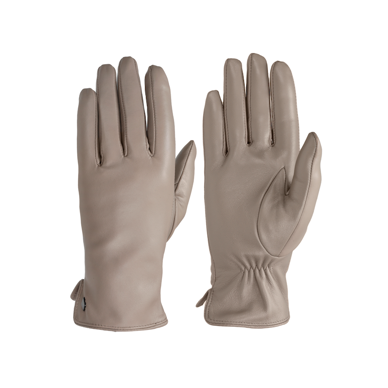 PEARLWOOD Lederhandschuhe »PAM« 1 Paar, weiches Fleece-Innenfutter, Temperaturregulierend, Seitenschlitz taupe