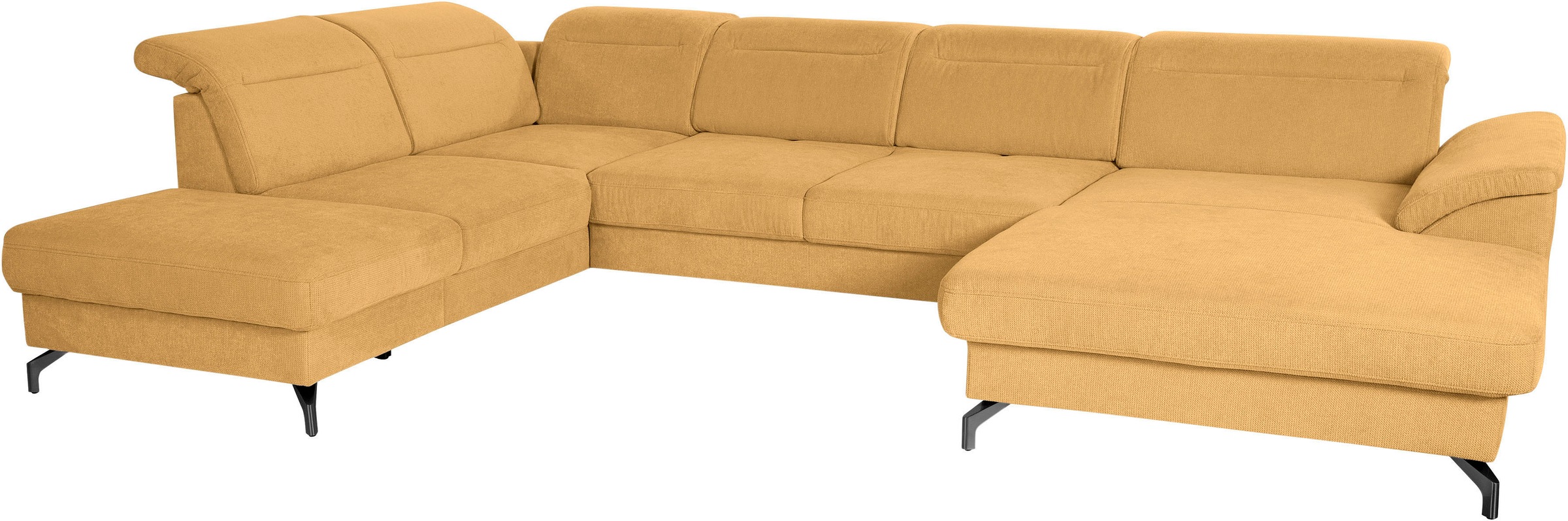 sit&more Wohnlandschaft »Percy U-Form«, 12 cm Fußhöhe, Sitztiefenverstellung, wahlweise in 2 Fußfarben