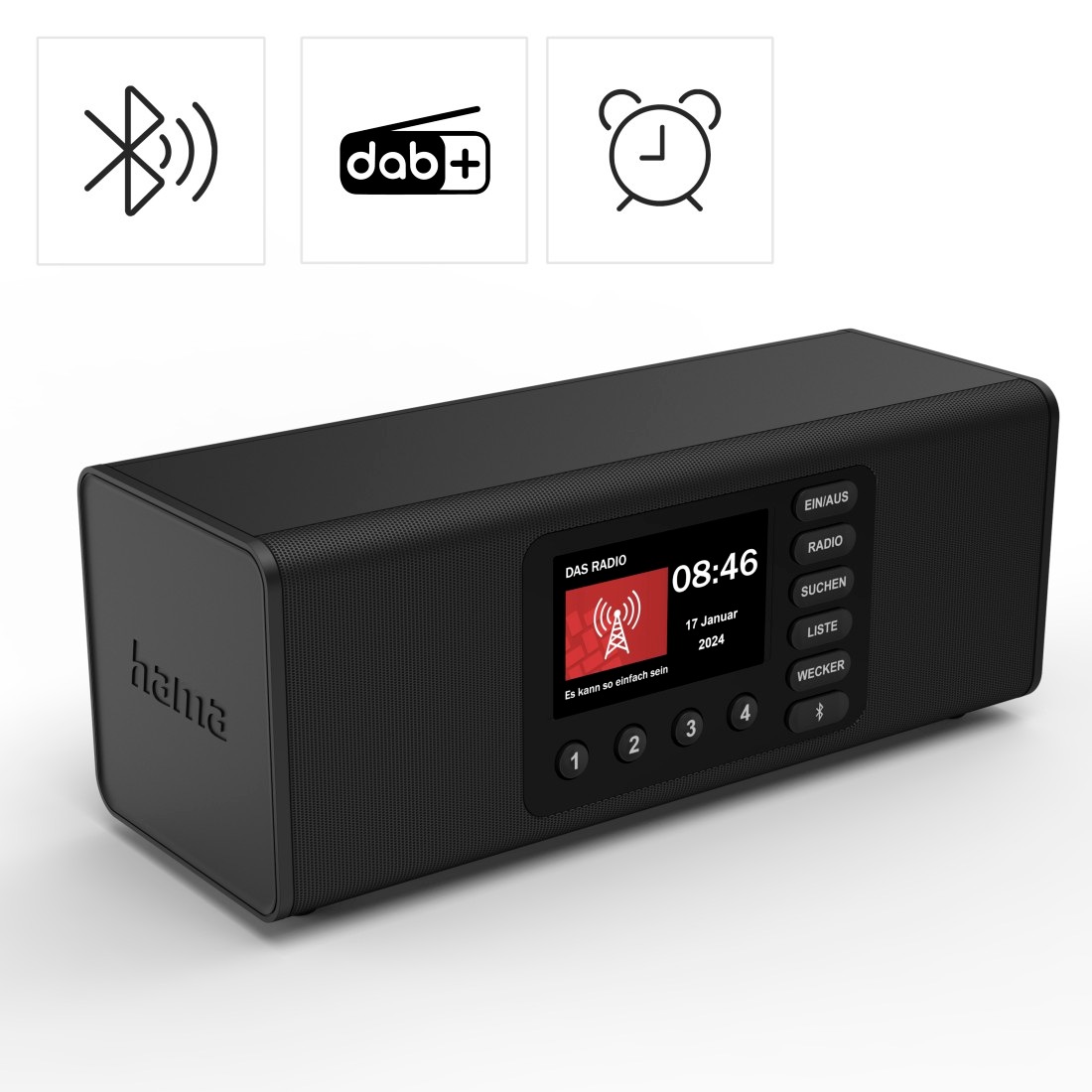 Hama Digitalradio (DAB+) »DAB-Radio (mit Bluetooth, Stereo, Digitalradio, FM/DAB+, Radiowecker)«, (10 W)