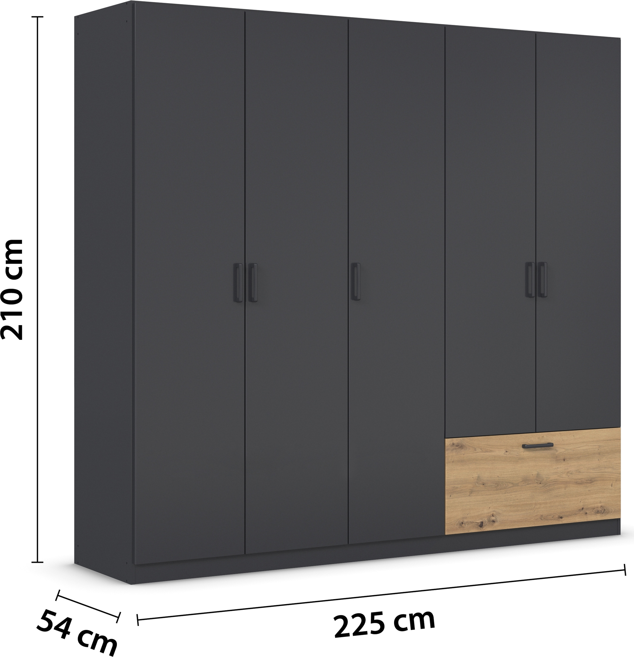 rauch Drehtürenschrank »Kleiderschrank Schrank Garderobe Wäscheschrank BARI«, mit Schubasten außen, moderner Griff in Graumetallic MADE IN GERMANY