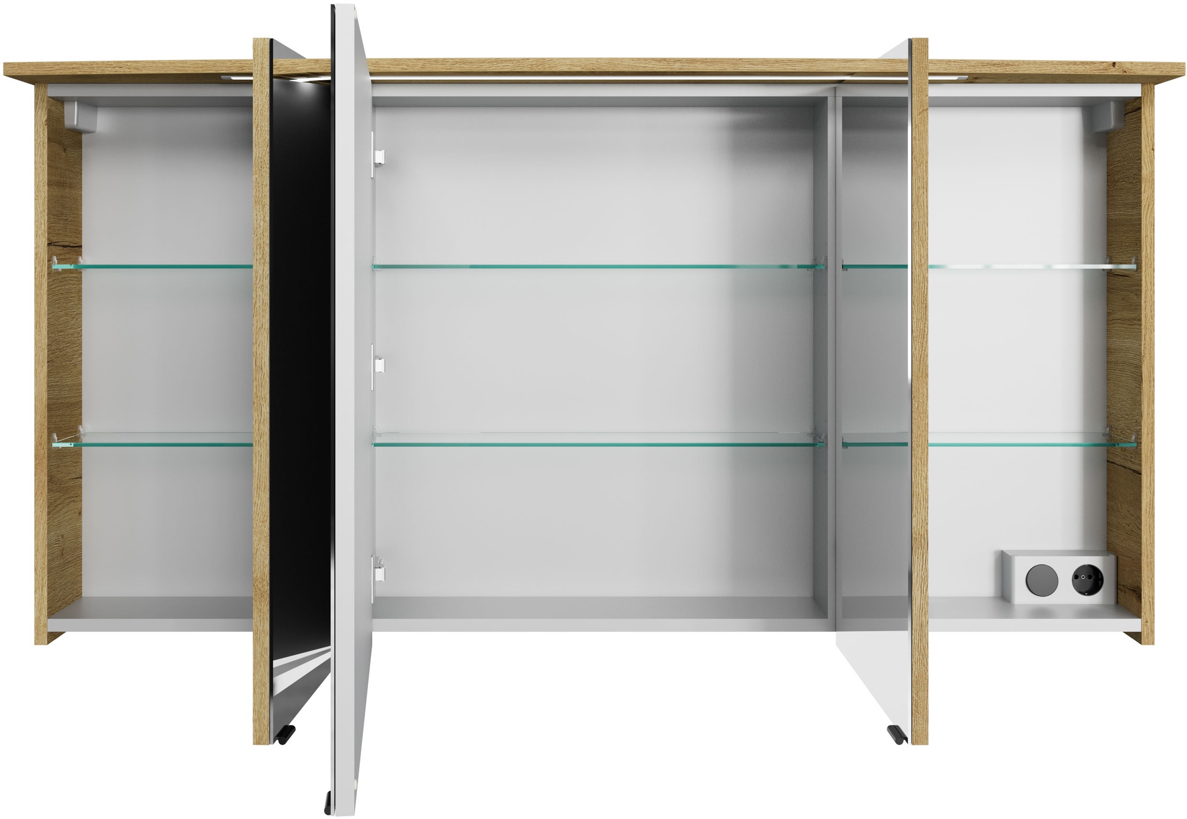 Saphir Badmöbel-Set »Serie 4010 2-teilig Keramik-Waschtisch mit LED-Spiegelschrank«, (Set), Badezimmer Set 144 cm breit, inkl. Türdämpfer, 5 Türen, 2 Schubladen