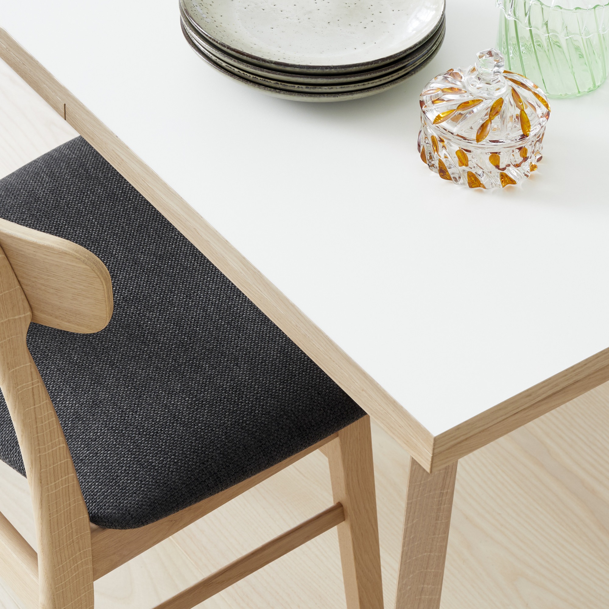 Hammel Furniture Essgruppe »Findahl/Basic by Hammel Single/Mosbøl«, (Set, 5 tlg.), Mit Single Esstisch 180(280)x80 und 4 Mosbøl Stühle