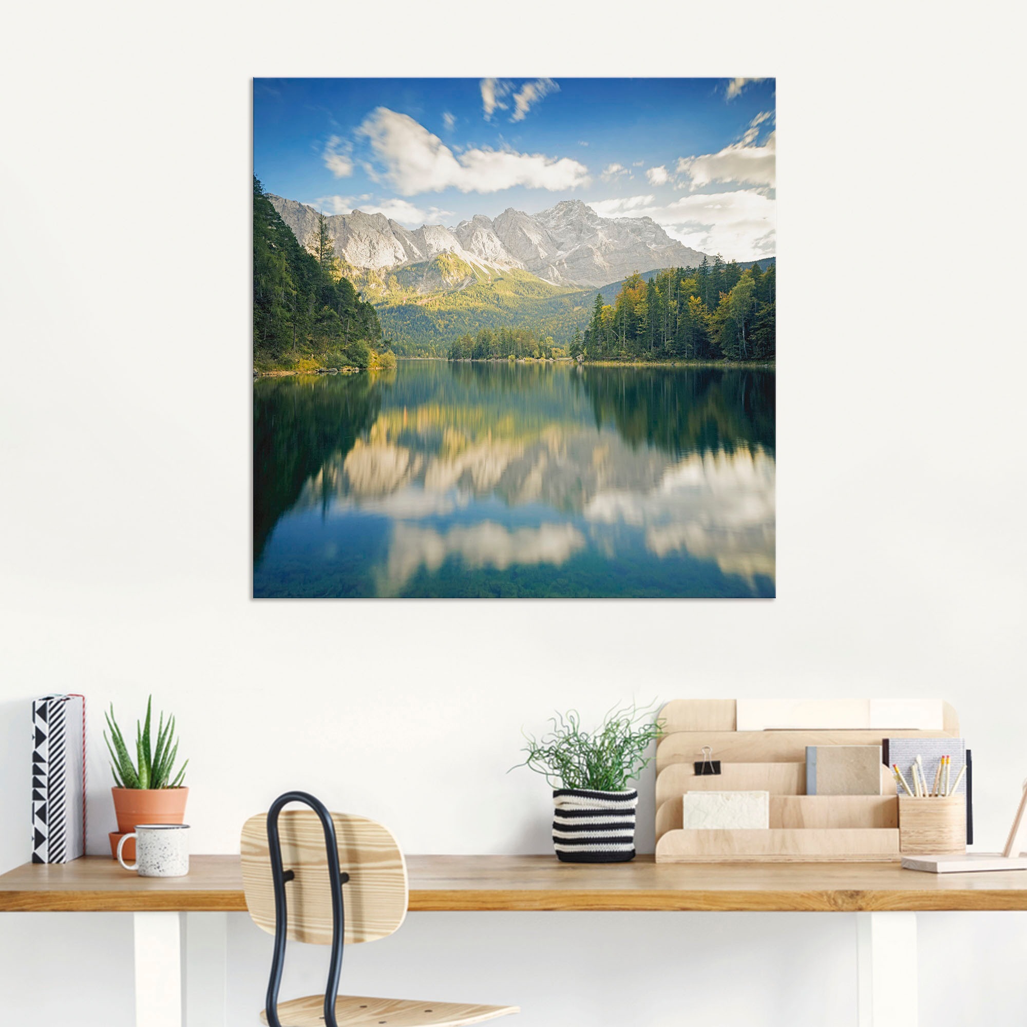 Artland Wandbild »Zugspitze mit Eibsee«, Berge & Alpenbilder, (1 St.), als Alubild, Leinwandbild, Wandaufkleber oder Poster in versch. Größen