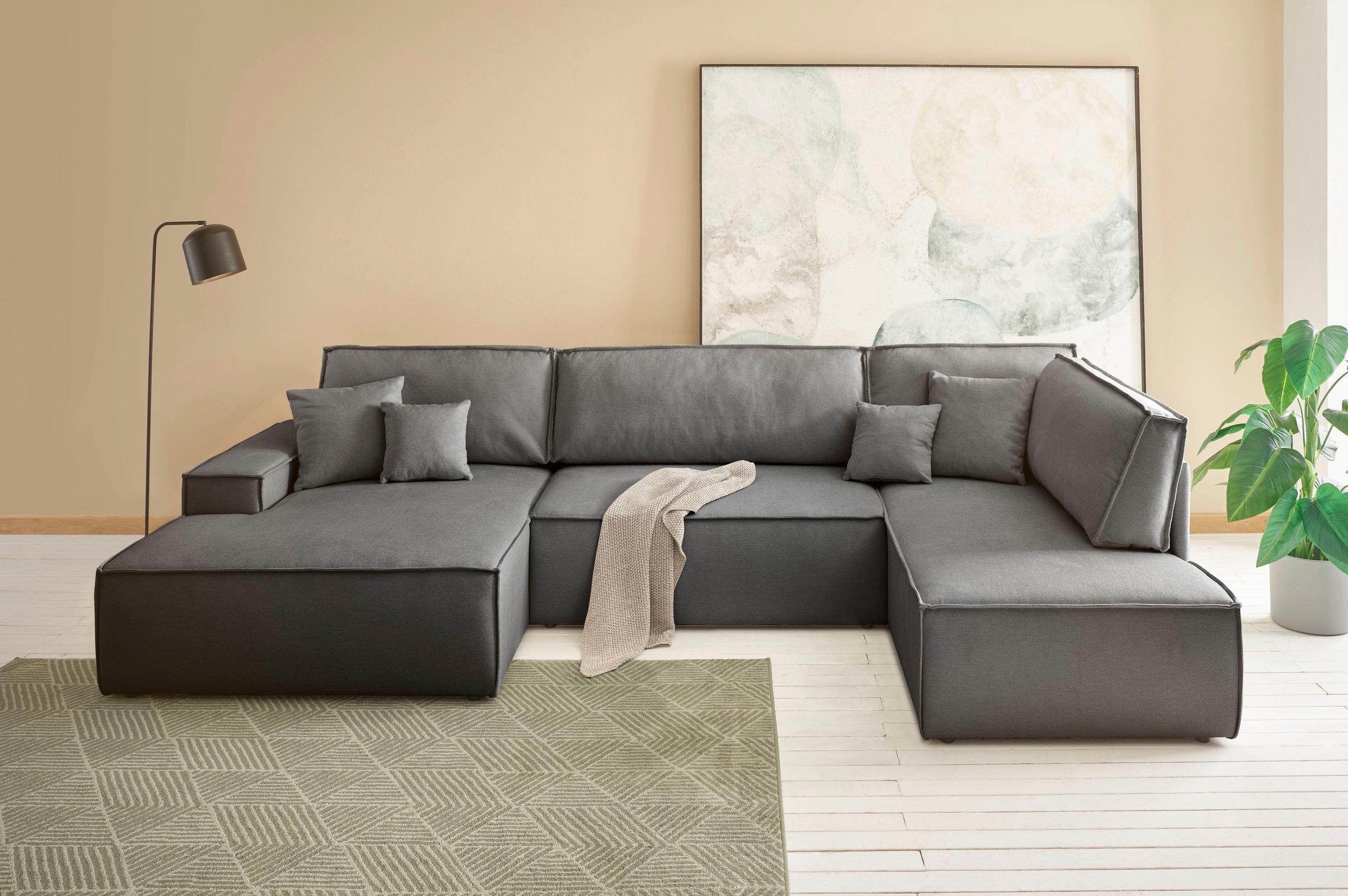 andas Wohnlandschaft »FINNLEY U-Form XXL 329 cm, Schlafsofa, Schlaffunktion günstig online kaufen