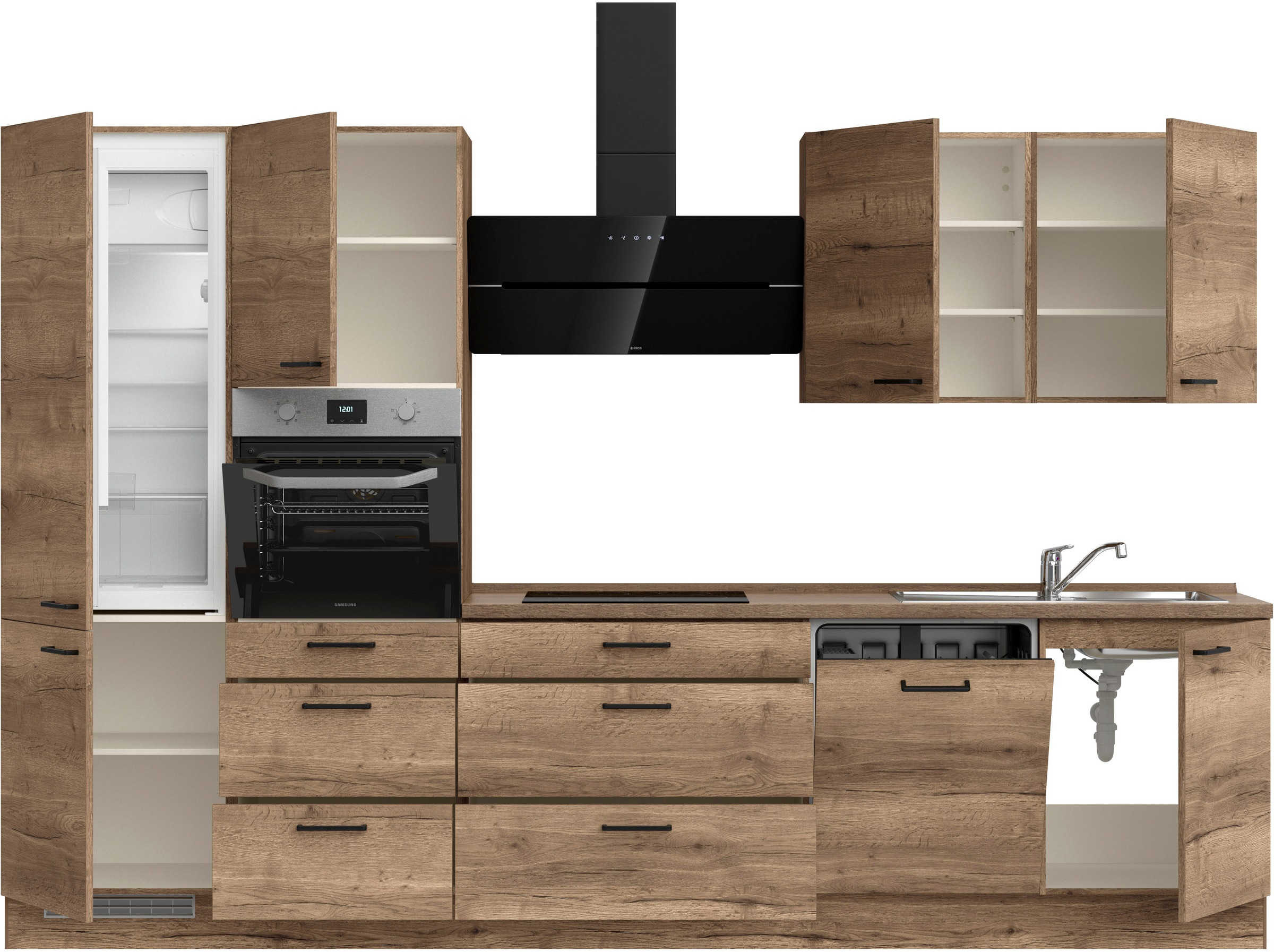 nobilia® Küchenzeile »"Structura II"«, vormontiert, Ausrichtung wählbar, Breite 330 cm, wahlw. mit E-Geräten