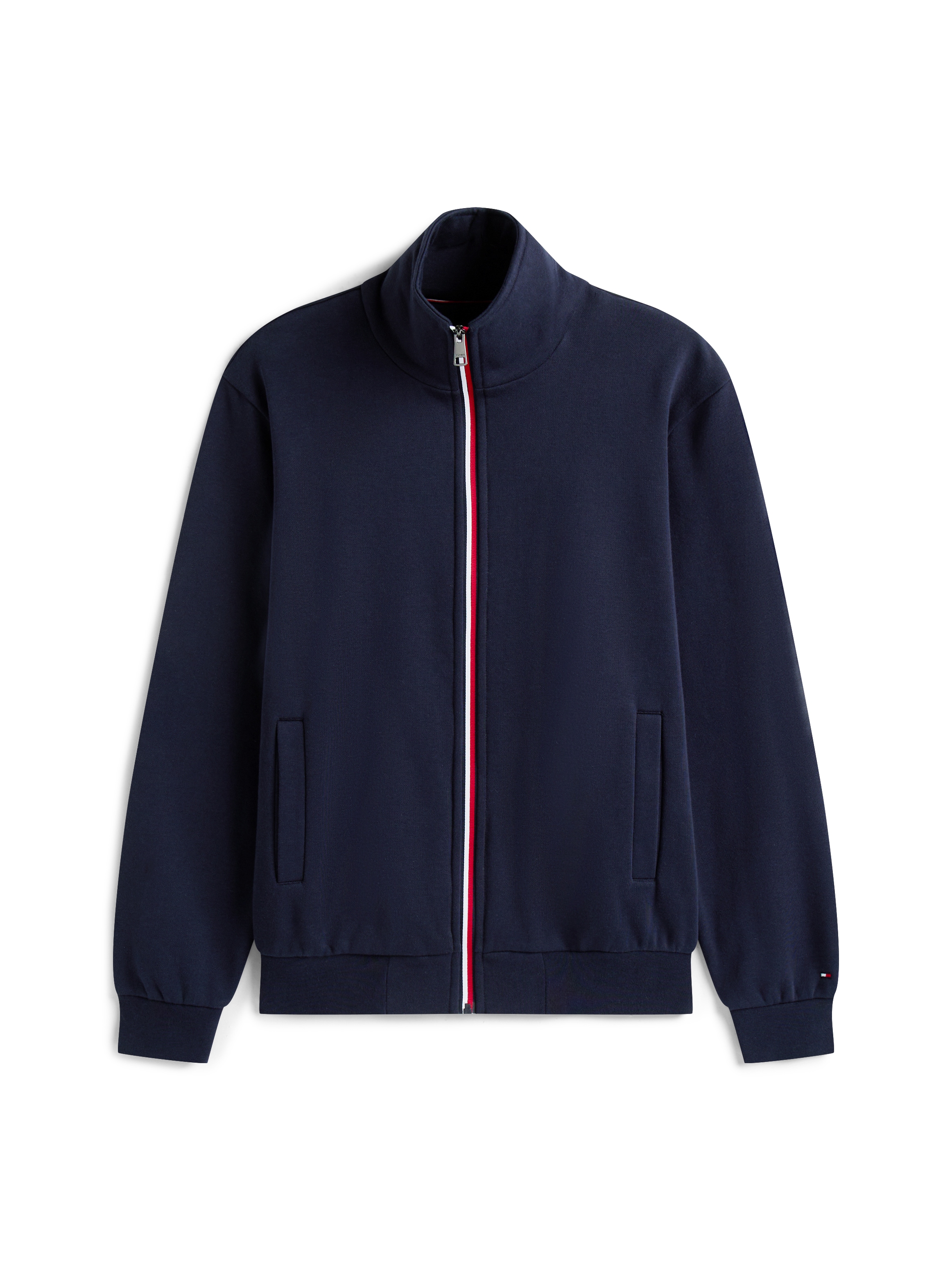 Tommy Hilfiger Blouson »GLOBAL STRIPE ZIP THROUGH« ohne Kapuze Sweatjacke Freizeitjacke Regular fit, Stehkragen