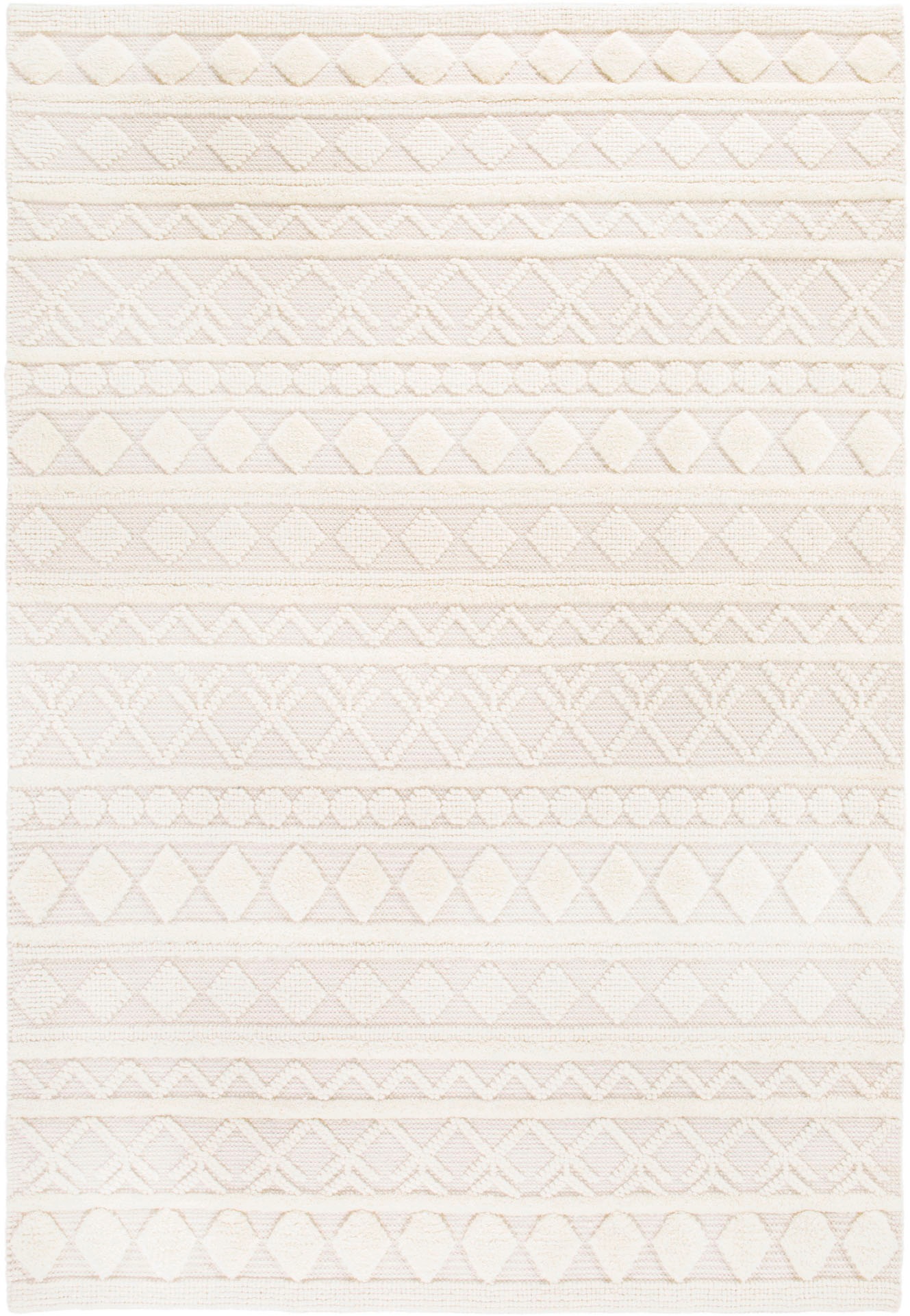 LUXOR living Wollteppich »Hägga«, rechteckig, 15 mm Höhe, Handweb Teppich, reine Wolle, handgewebt, Hoch-Tief Struktur