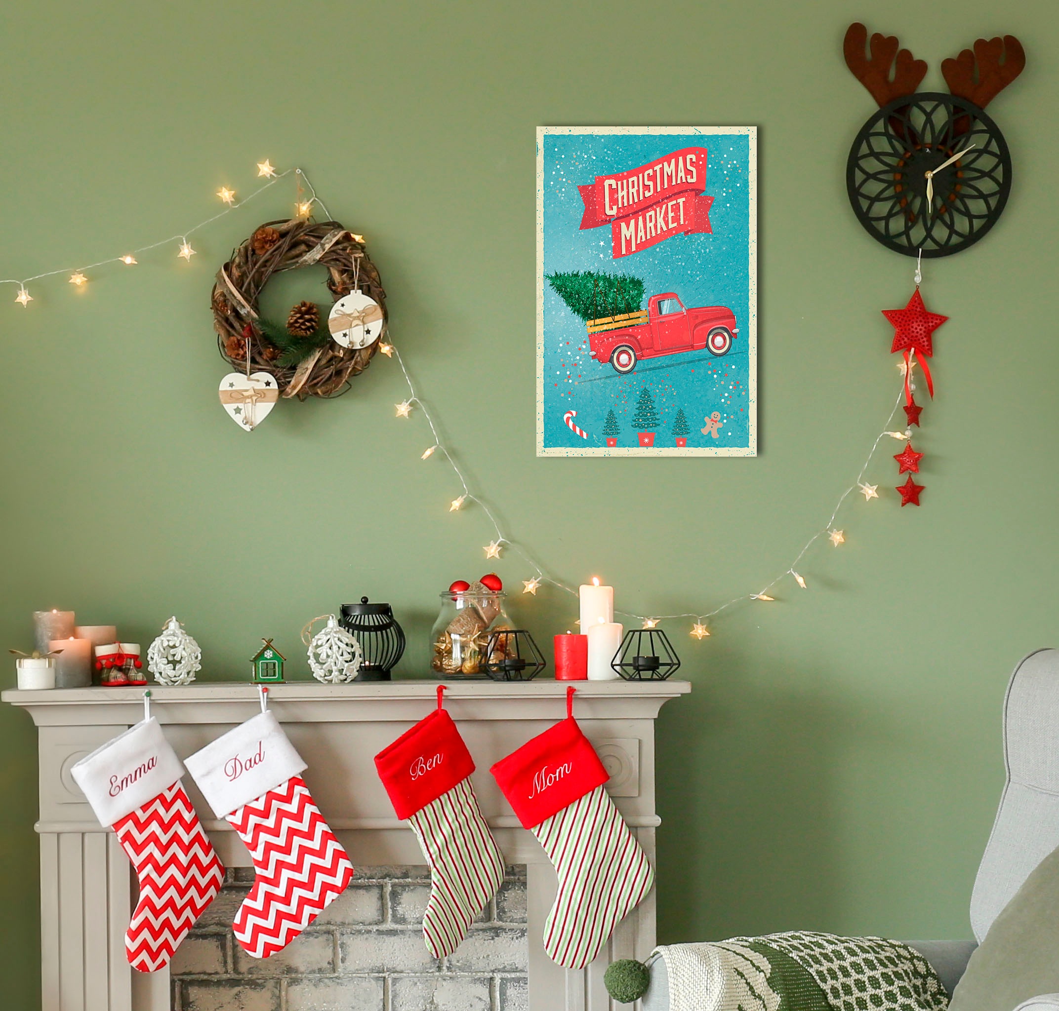 queence Metallbild »Christmas Market« Schriftzug   Schriftzüge   Weihnachte günstig online kaufen
