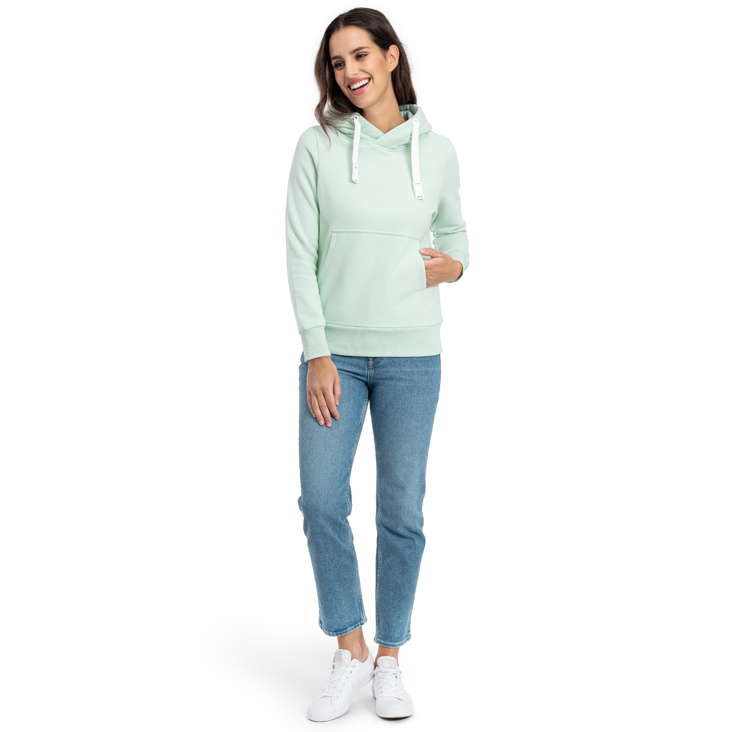 DEPROC Active Kapuzensweatshirt »HildaCMYK II WOMEN«, weiche Fleecejacke mit Kängurutasche