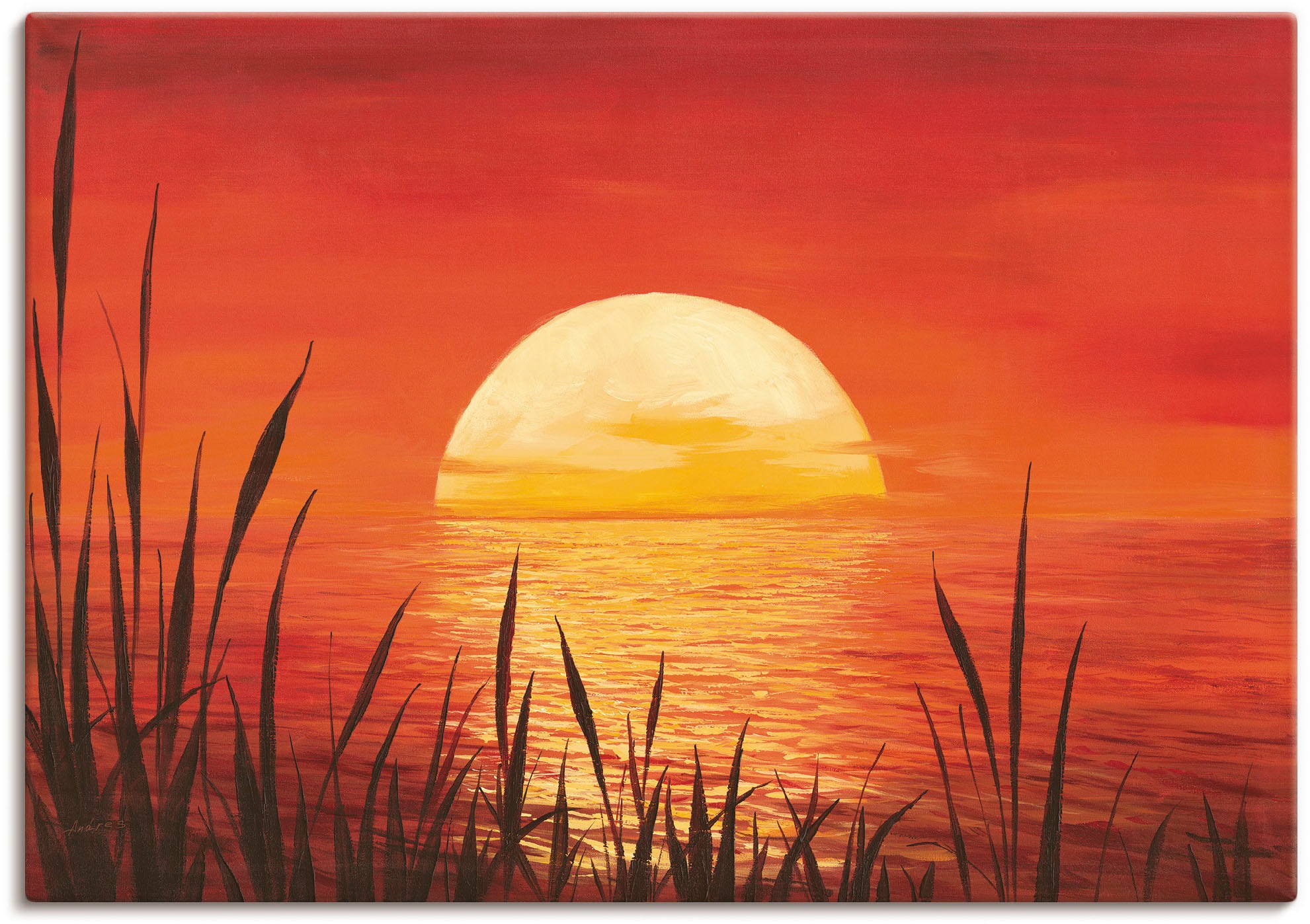 Artland Wandbild »Roter Sonnenuntergang am Ozean« Bilder vom Sonnenuntergan günstig online kaufen